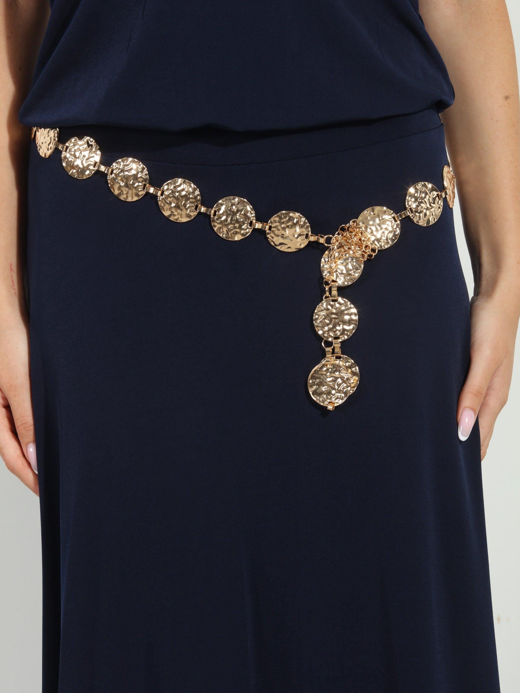 Rose Gold Hammered Pendant Belt-BEST SELLER