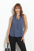 Marengo Pleated Neck Sleeveless Blouse-BEST SELLER