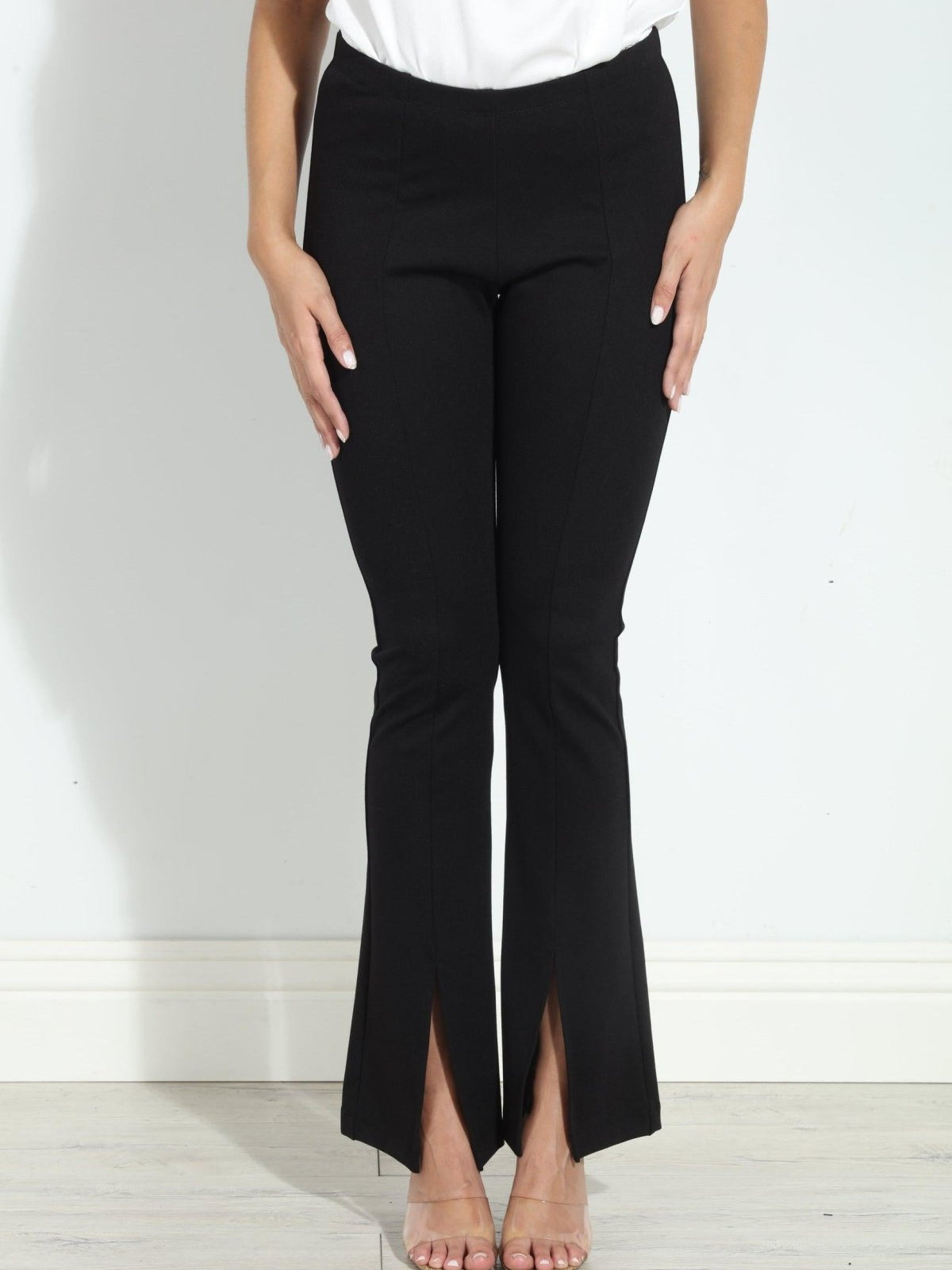 Black Ponti Split Front Pants-FINAL SALE