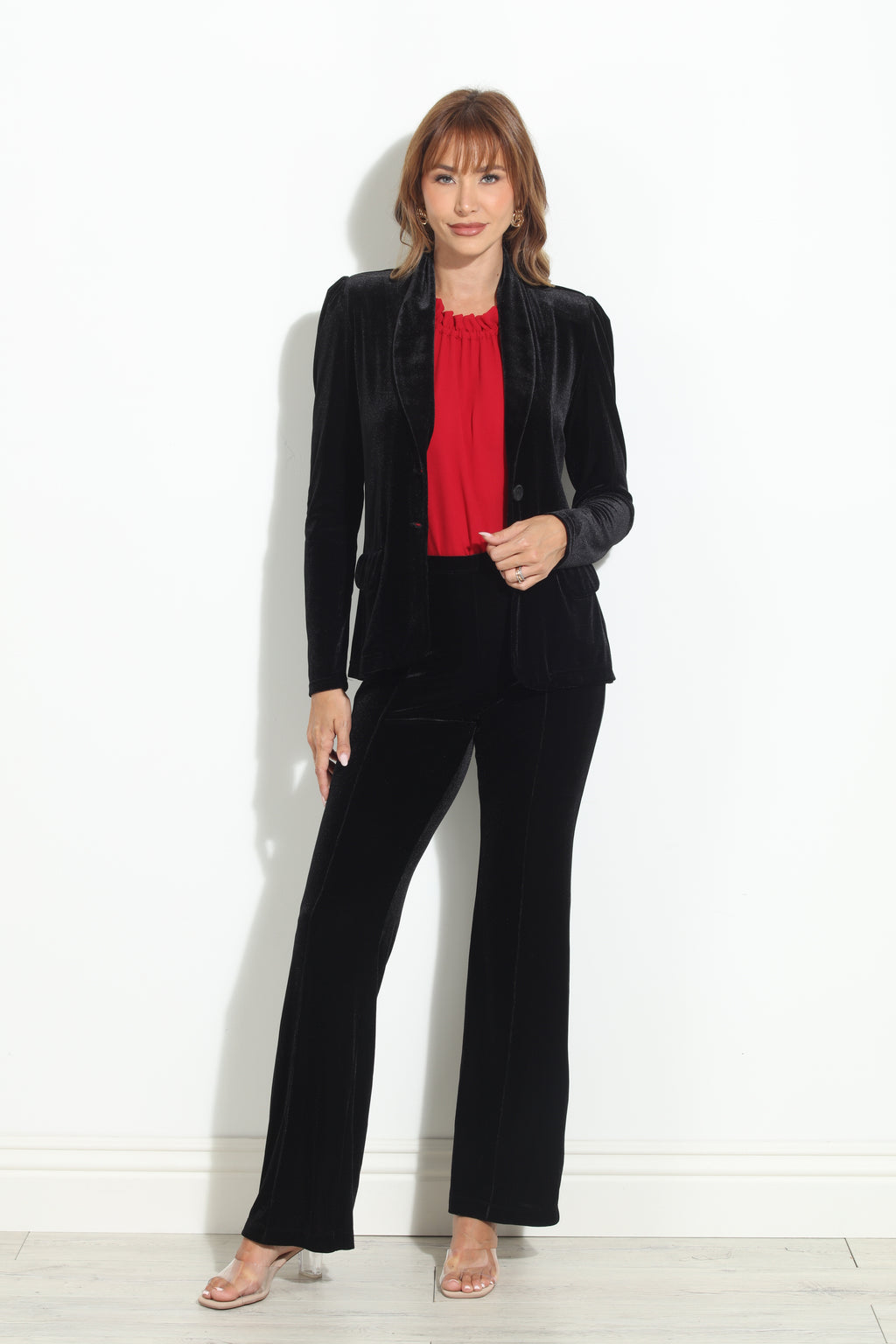 Black Velvet Palazzo Leg Pants-BEST SELLER