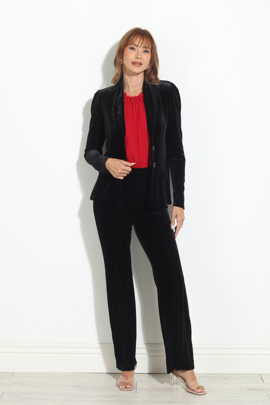 Black Velvet Palazzo Leg Pants-BEST SELLER