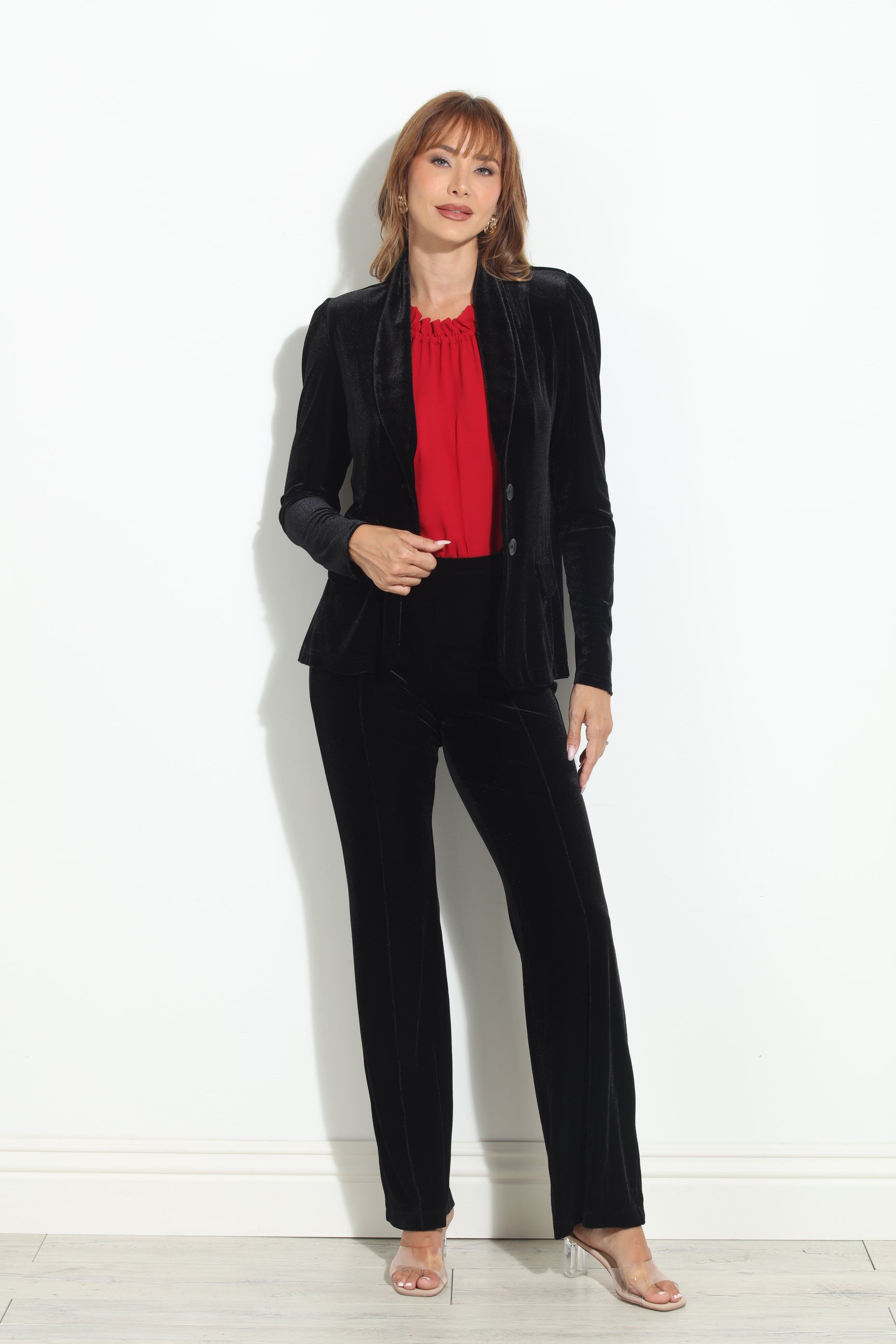 Black Velvet Palazzo Leg Pants-BEST SELLER