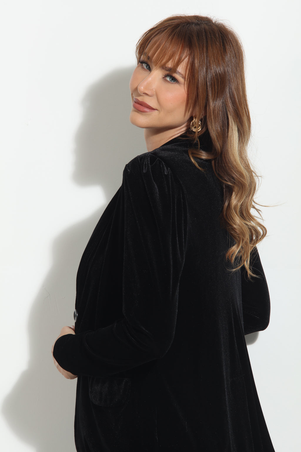Black Velvet Shirred Blazer-BEST SELLER
