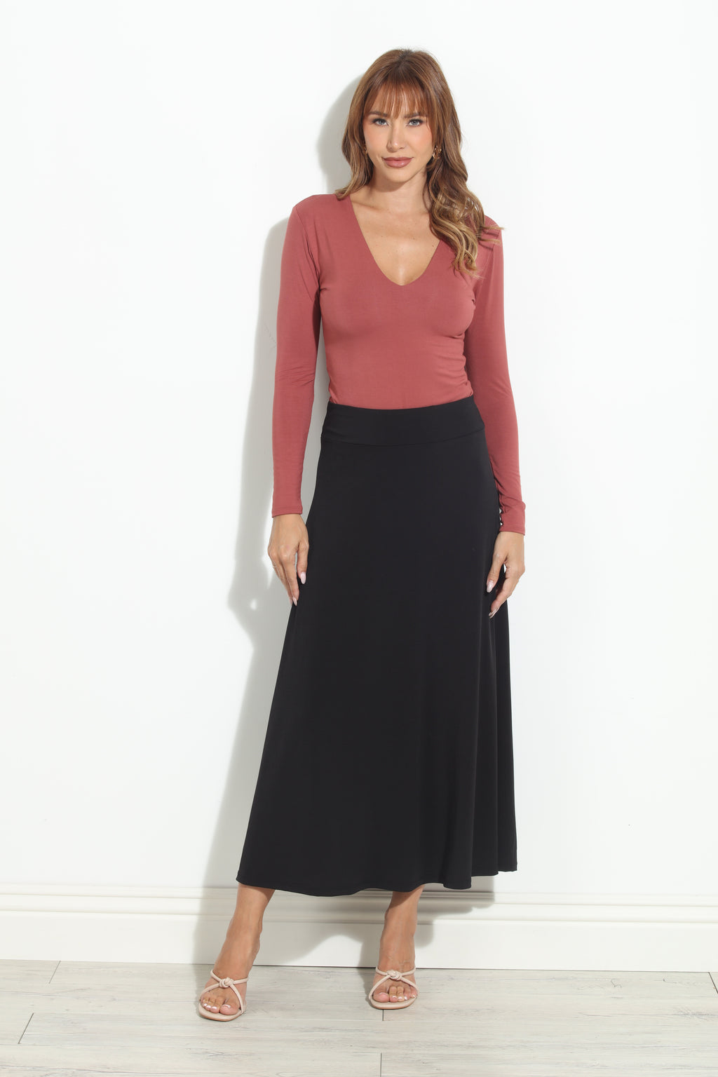 Marsala Lined V-Neck Top-BEST SELLER