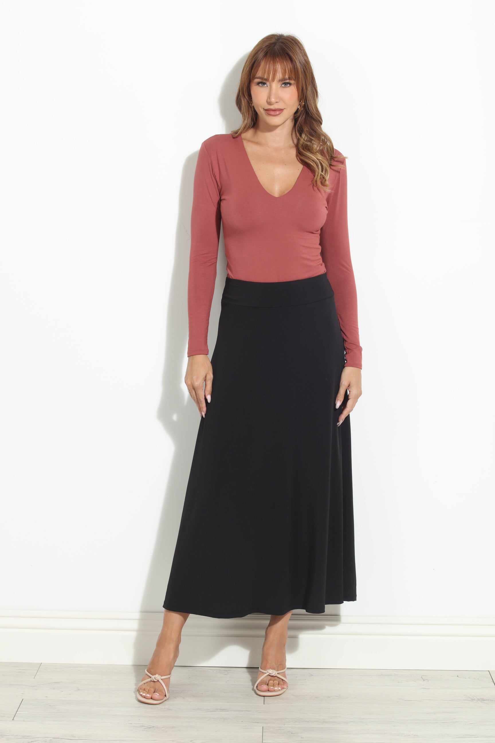 Marsala Lined V-Neck Top-BEST SELLER