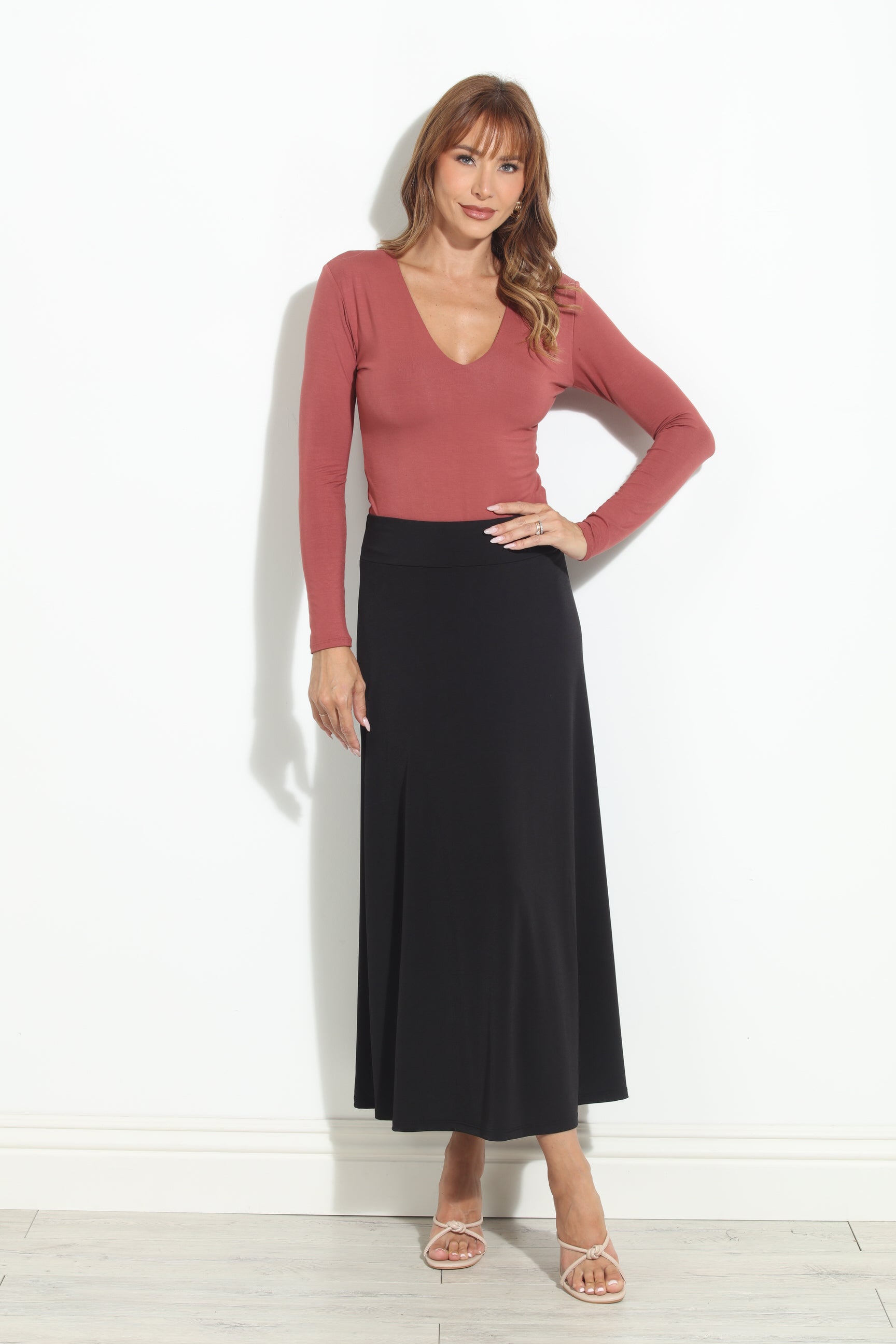 Marsala Lined V-Neck Top