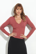 Marsala Lined V-Neck Top-BEST SELLER