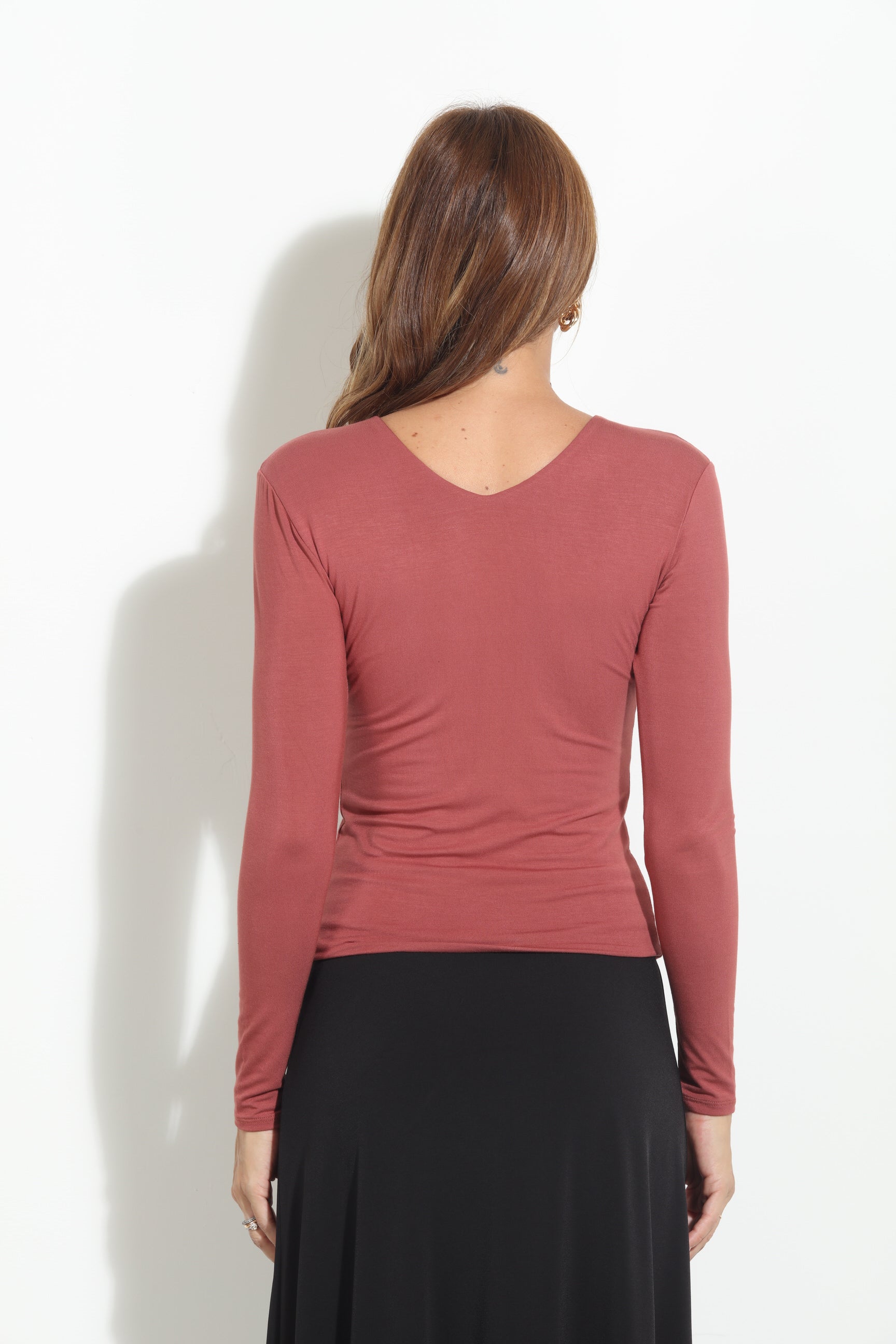 Marsala Lined V-Neck Top-BEST SELLER