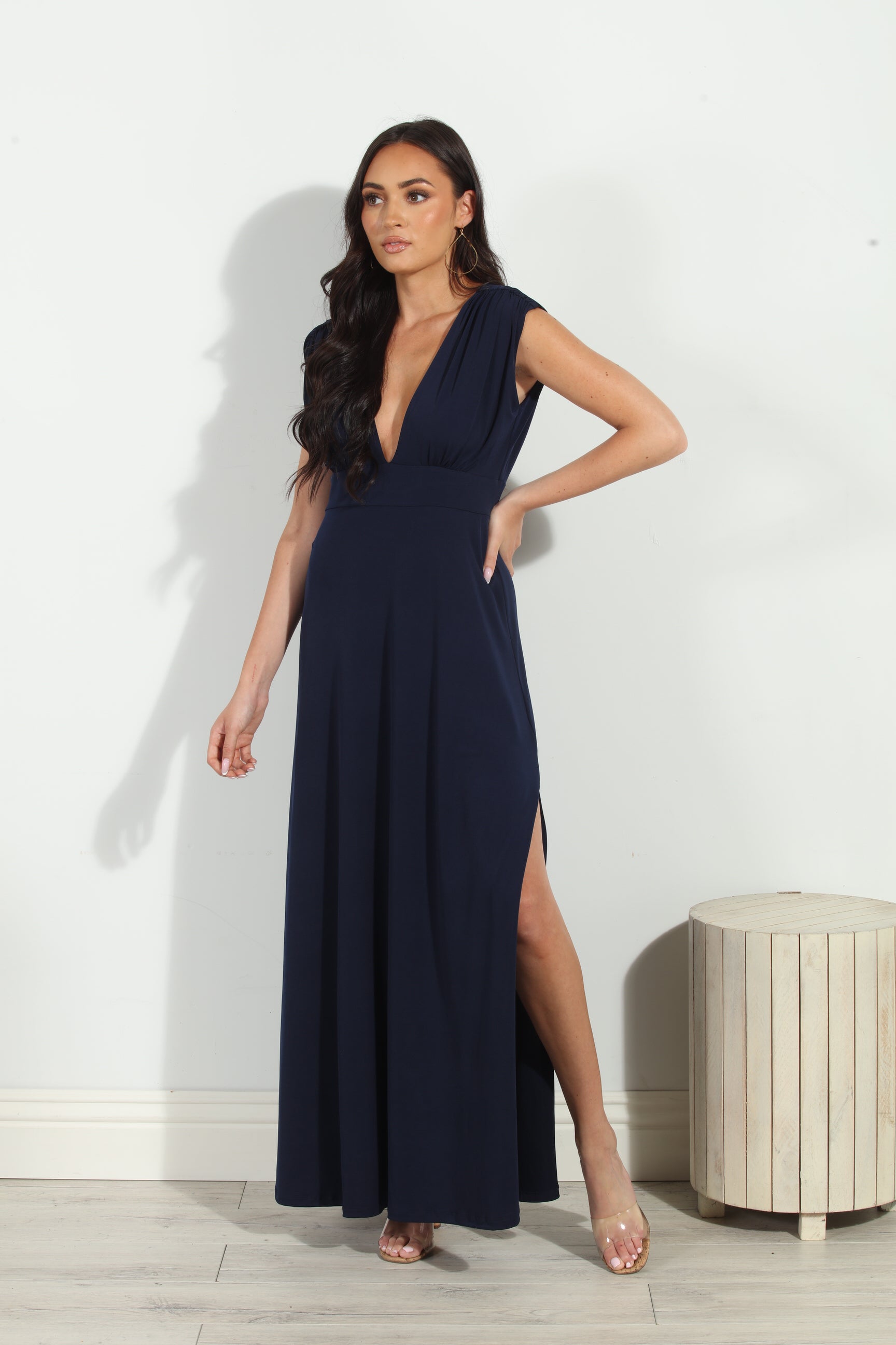 Plunging v outlet neck maxi dress