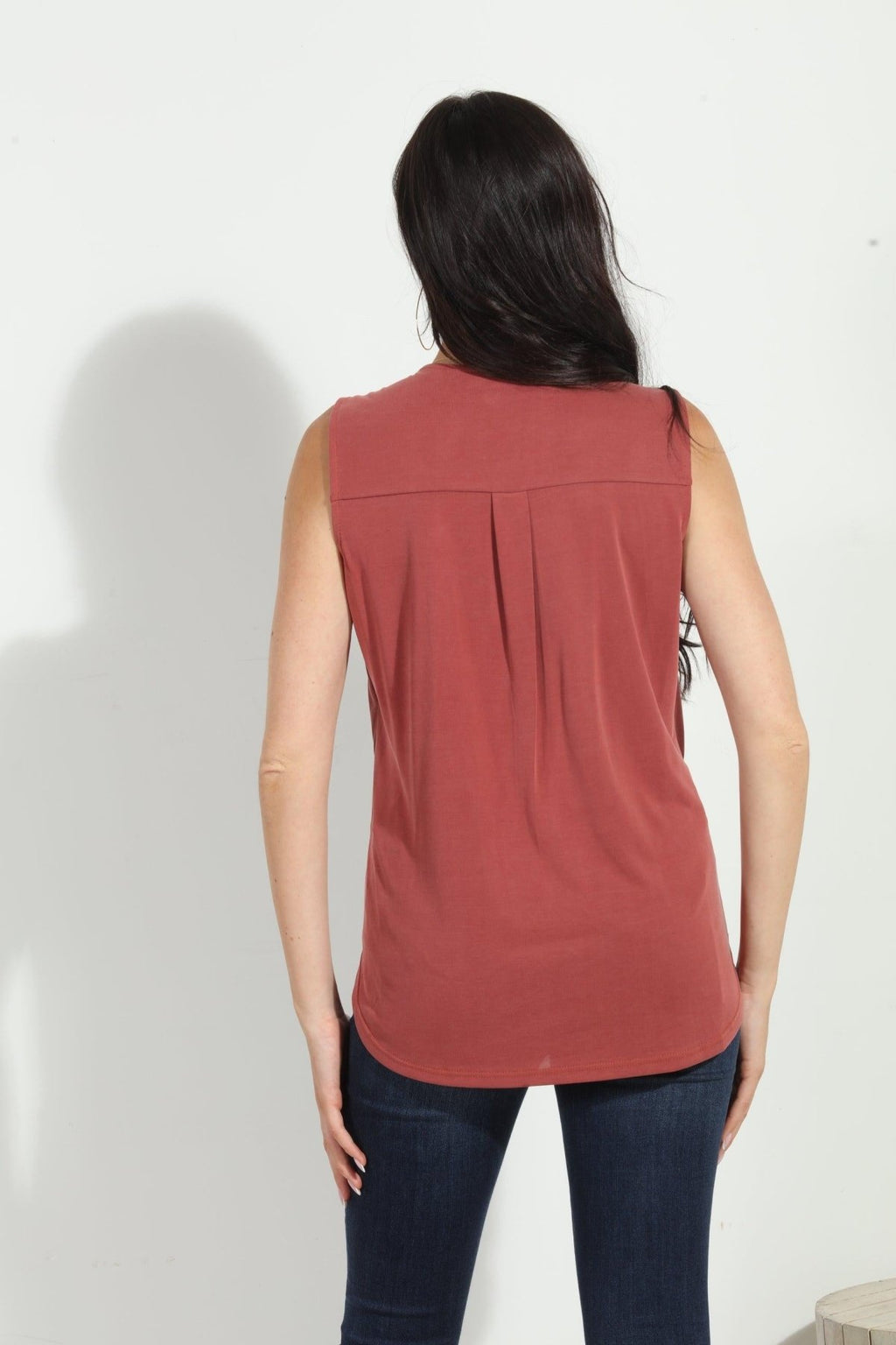 The Everyday Cupro Surplice Tank -Marsala