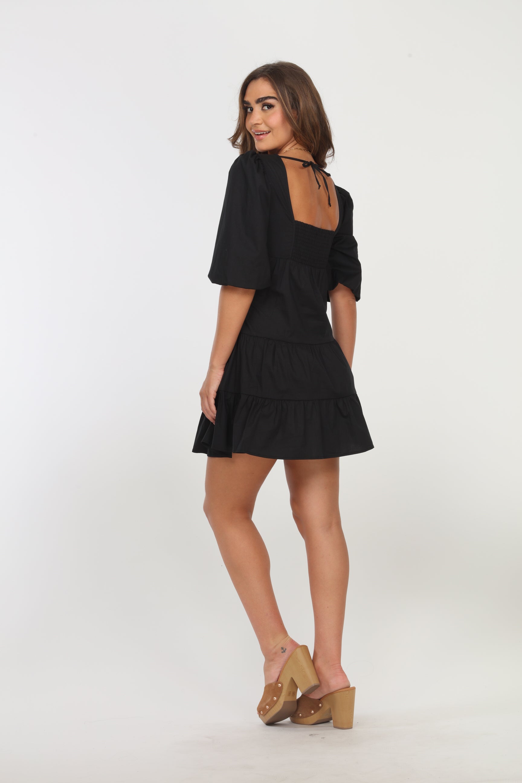 Black Twist Poplin Dress-FINAL SALE