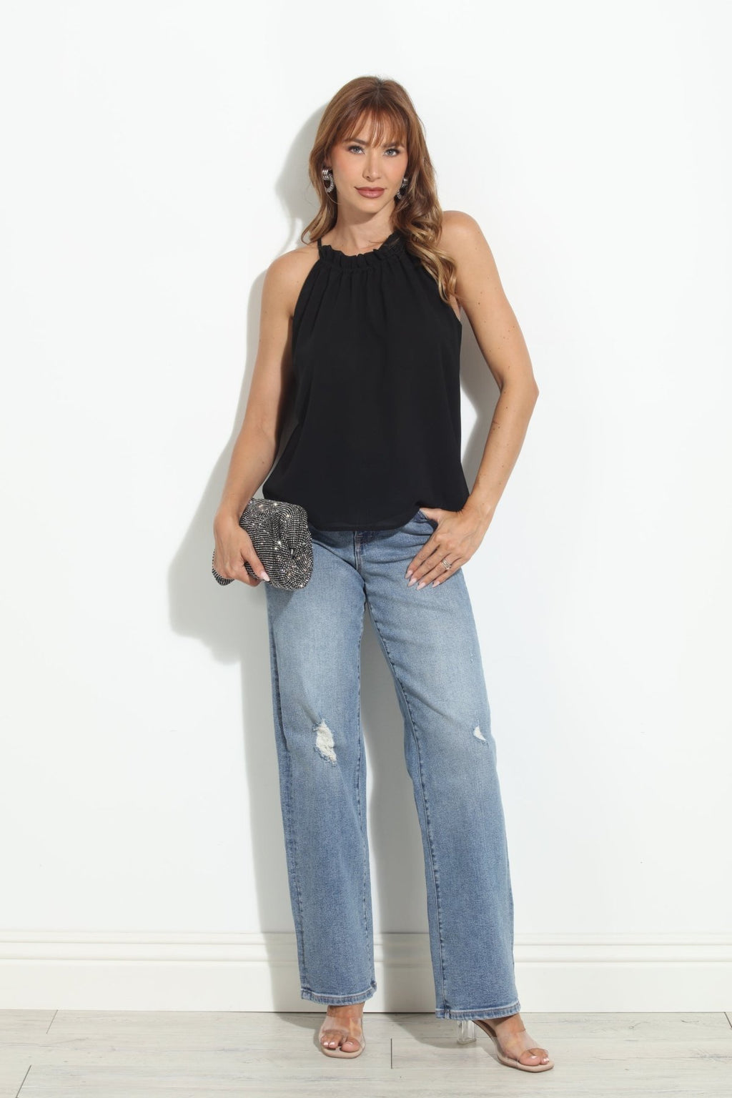 Black Chiffon Halter Top-BEST SELLER