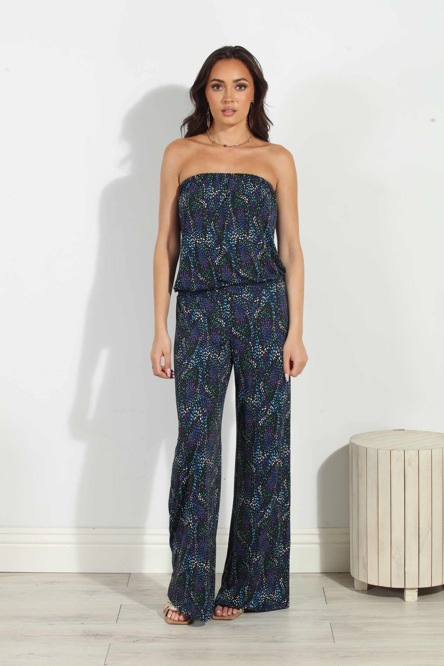 Zayne Stretch Strapless Dropwaist Jumpsuit-FINAL SALE