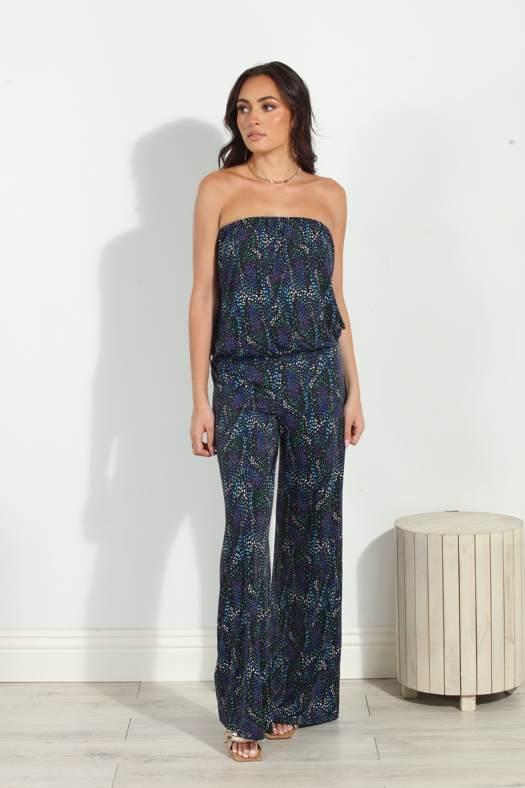 Zayne Stretch Strapless Dropwaist Jumpsuit-FINAL SALE