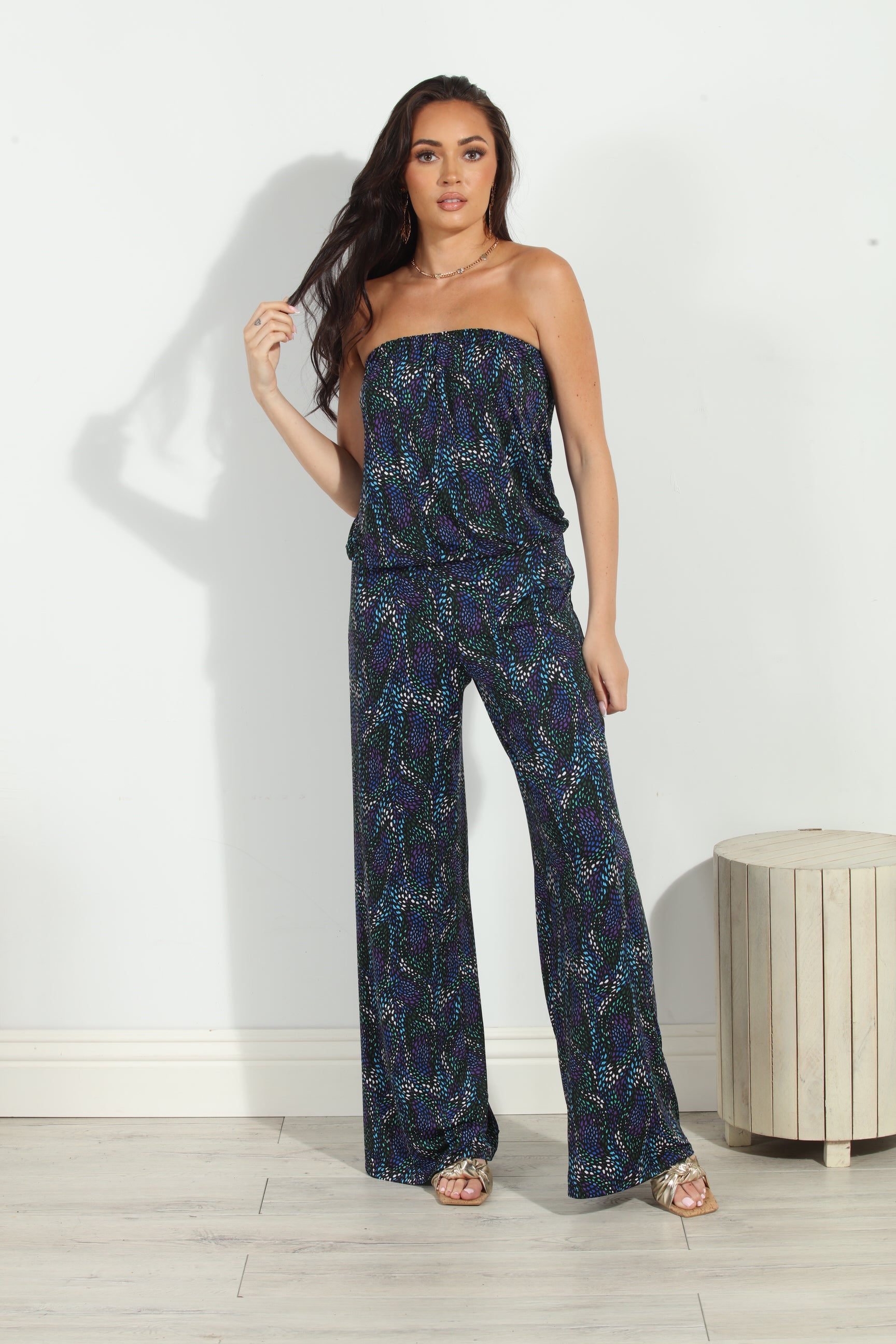 Zayne Stretch Strapless Dropwaist Jumpsuit-FINAL SALE