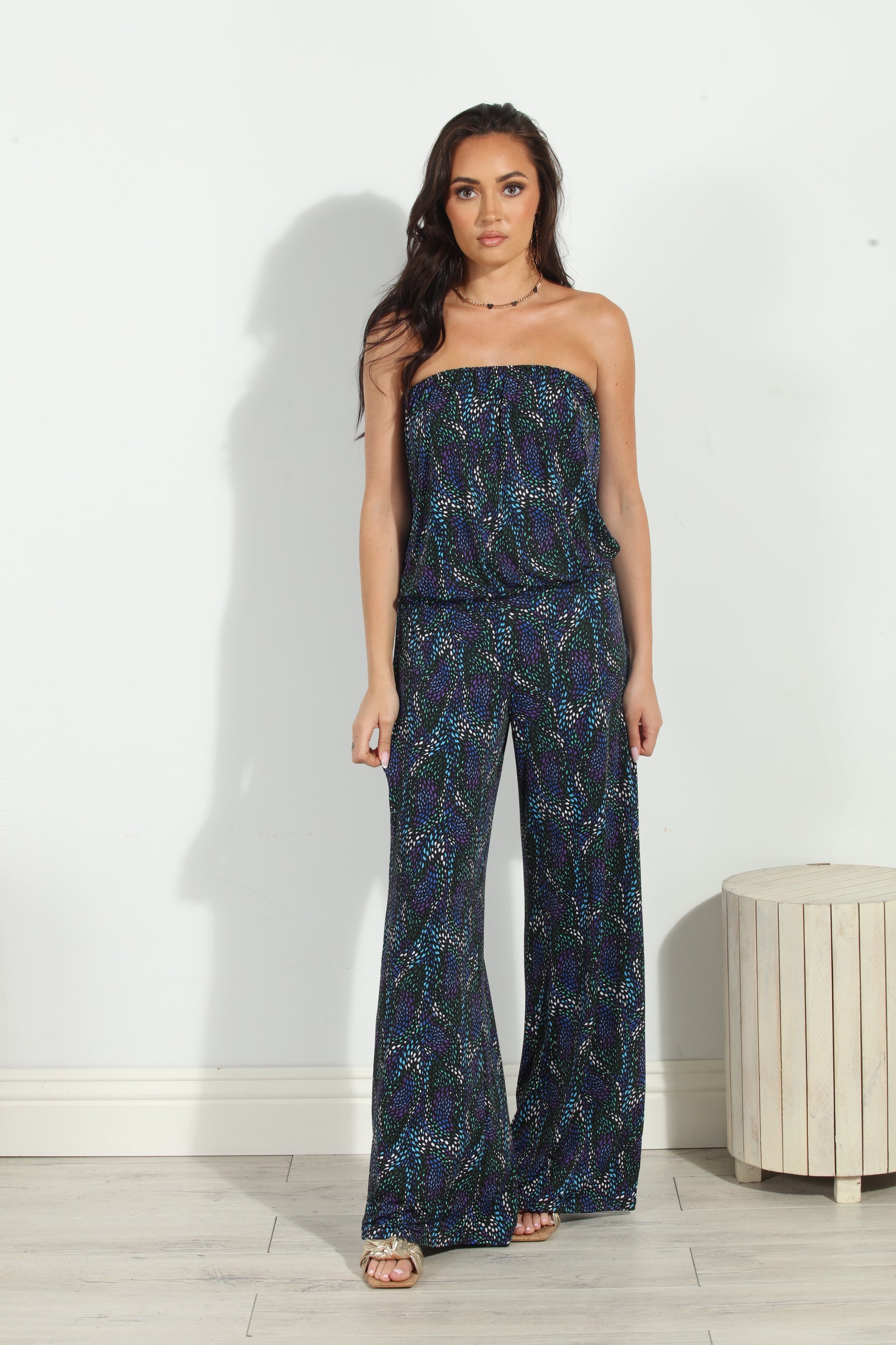 Zayne Stretch Strapless Dropwaist Jumpsuit-FINAL SALE