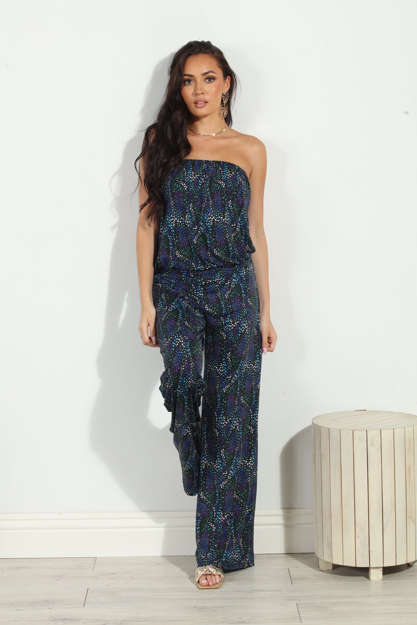 Zayne Stretch Strapless Dropwaist Jumpsuit-FINAL SALE