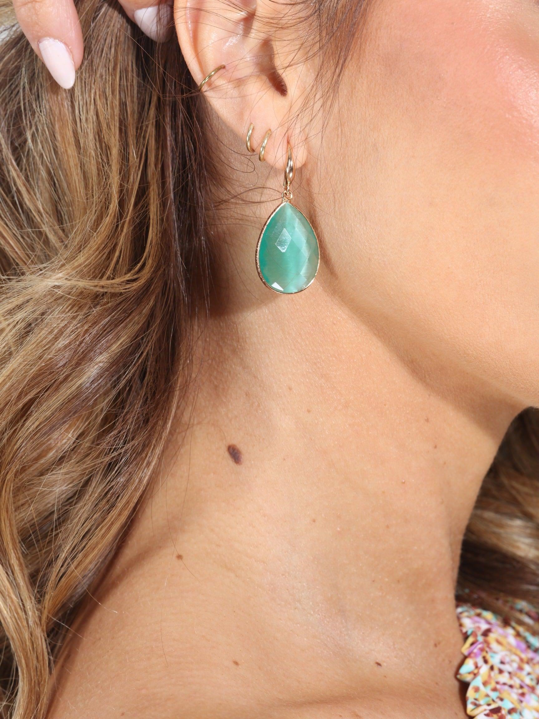 Jade and Gold Teardrop Earrings