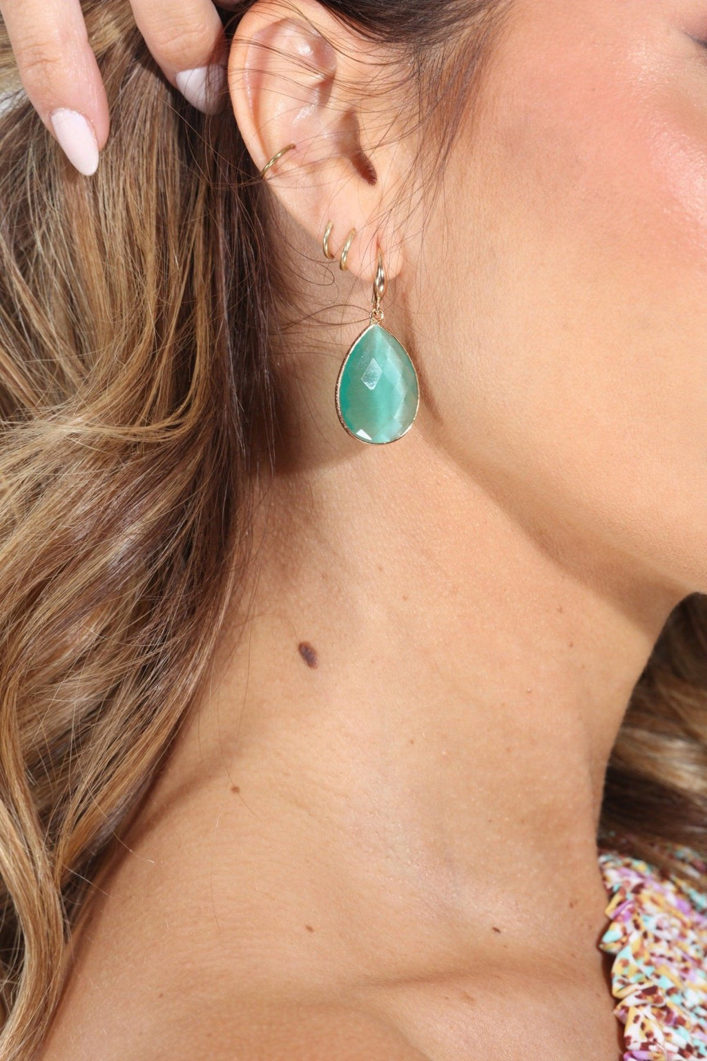Jade and Gold Teardrop Earrings