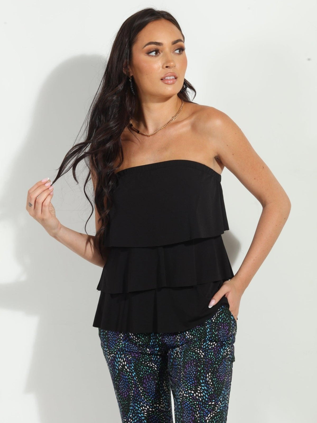Black Ruffle Tube Top-BEST SELLER