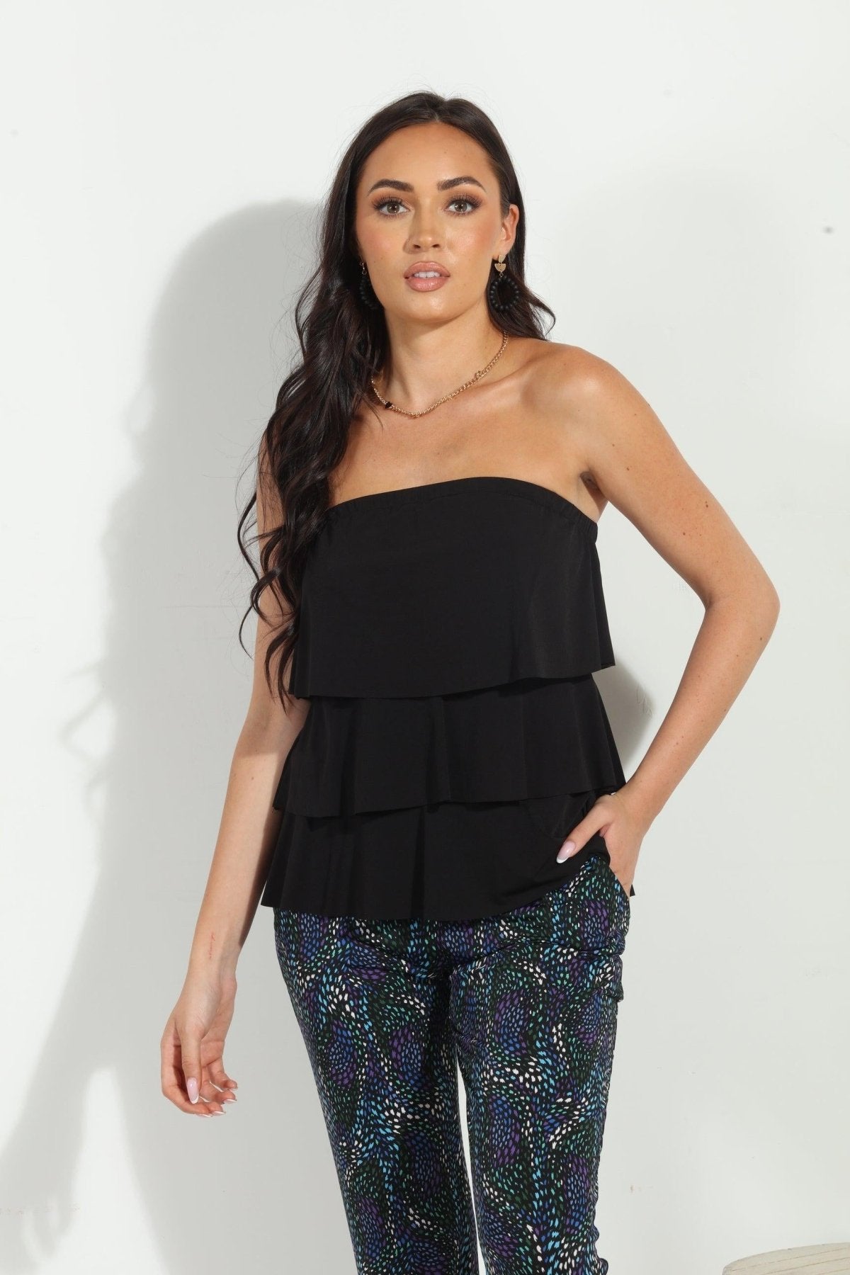 Black Ruffle Tube Top-BEST SELLER