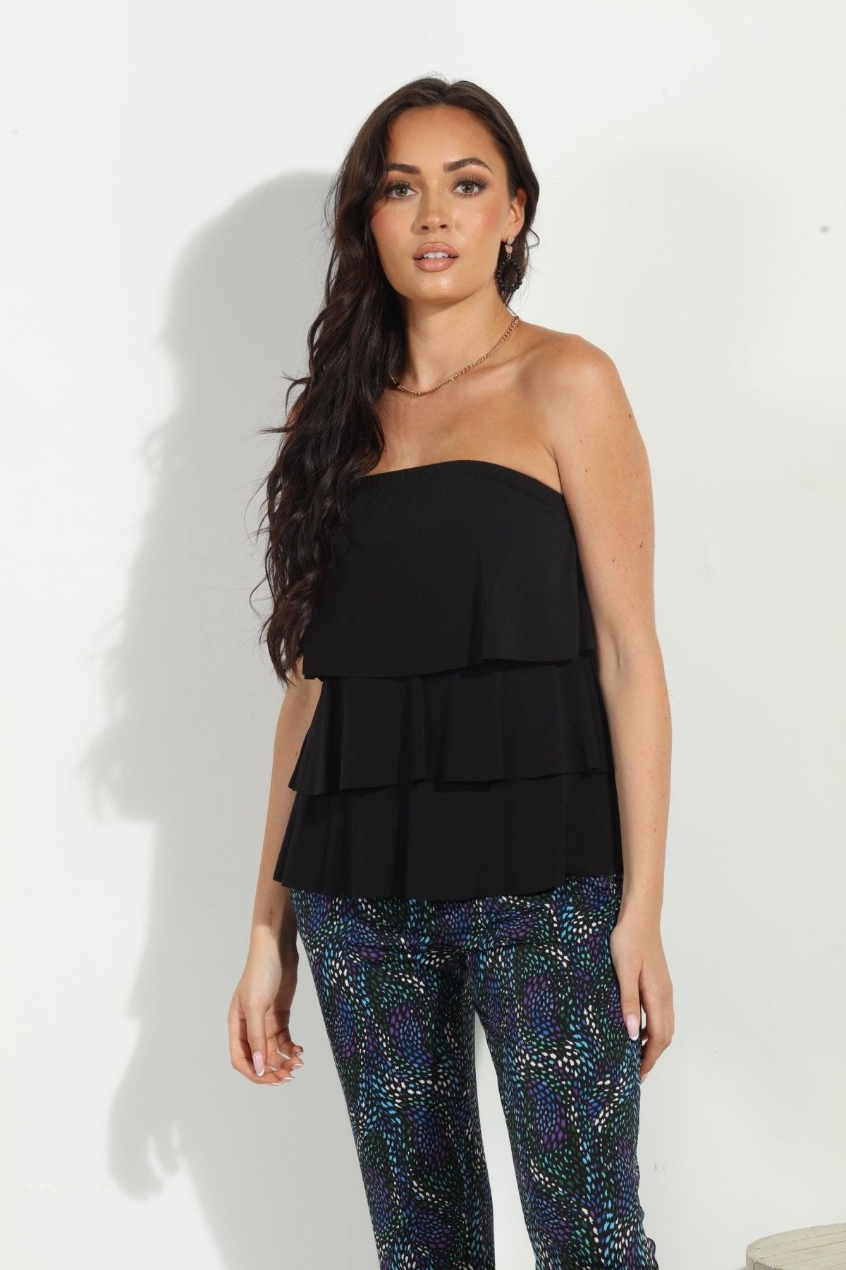 Black Ruffle Tube Top-BEST SELLER