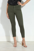 Tractr Mona High Rise Crop Fray Jeans - Olive-FINAL SALE