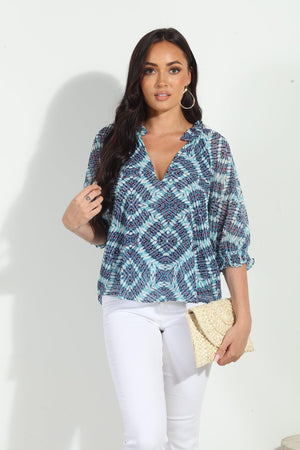 Odelle Split Neck Blouse-FINAL SALE