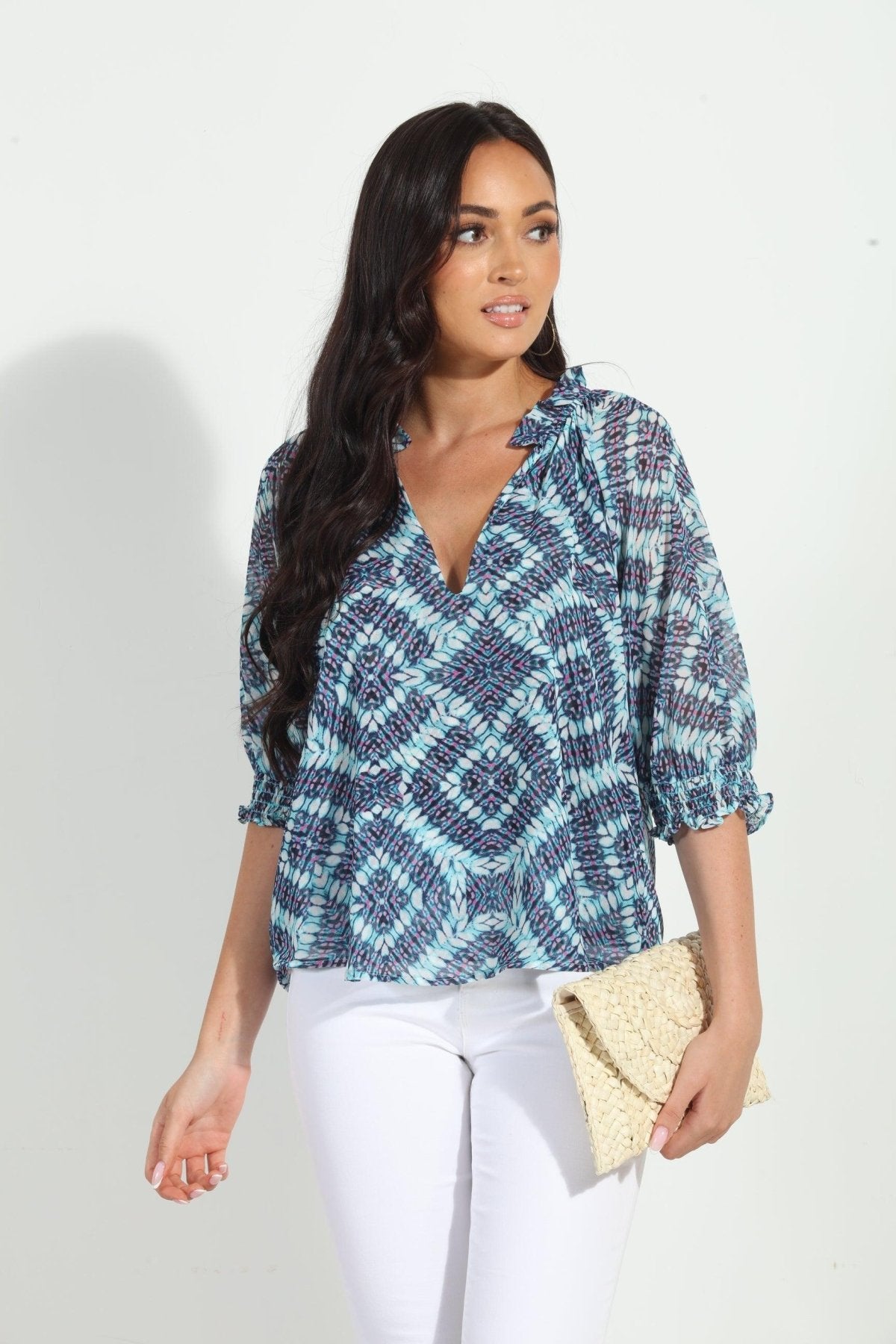 Odelle Split Neck Blouse-FINAL SALE