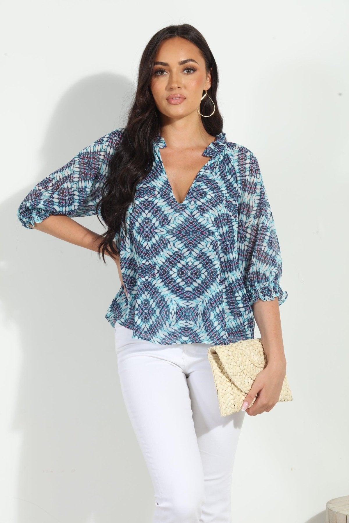 Odelle Split Neck Blouse-FINAL SALE