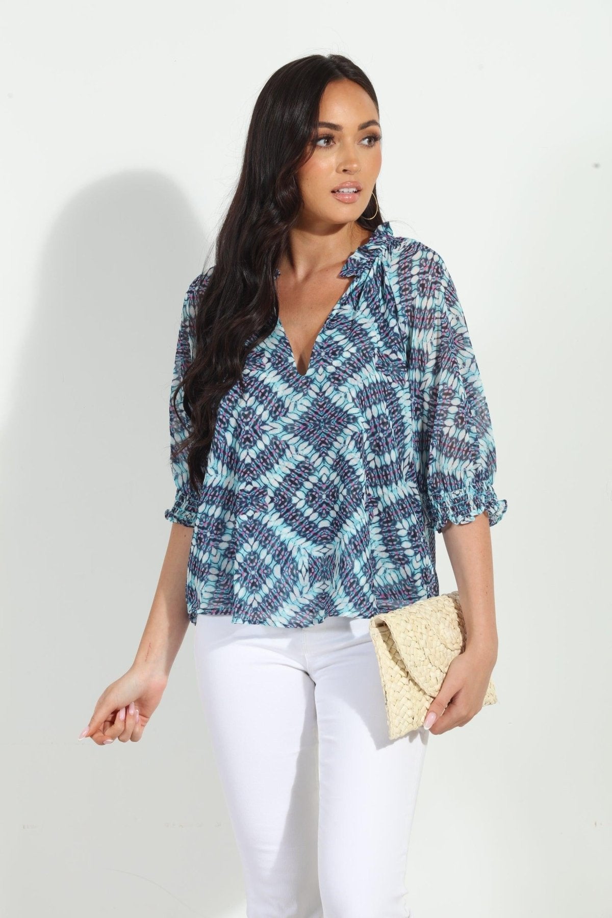 Odelle Split Neck Blouse-FINAL SALE