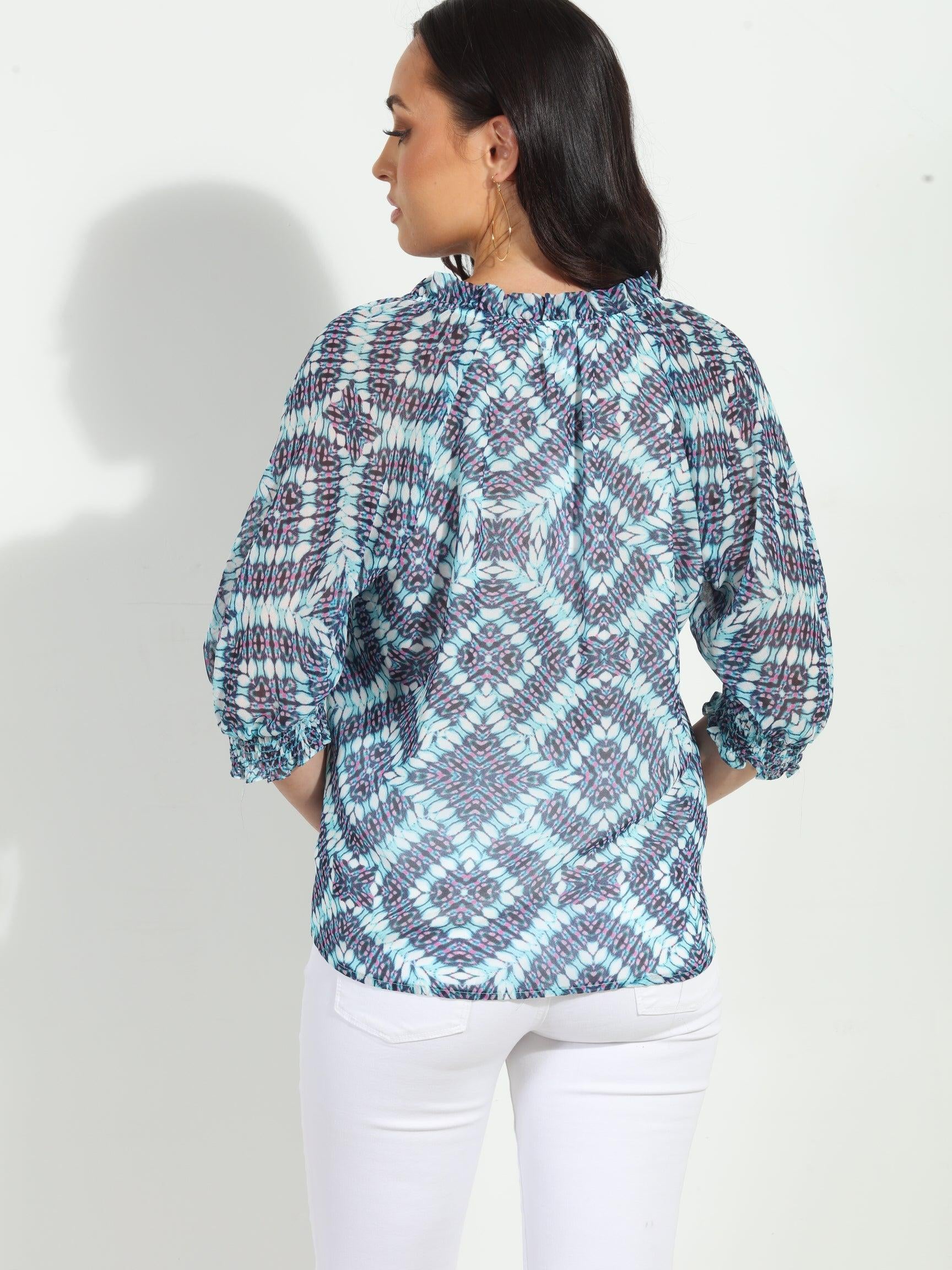 Odelle Split Neck Blouse-FINAL SALE