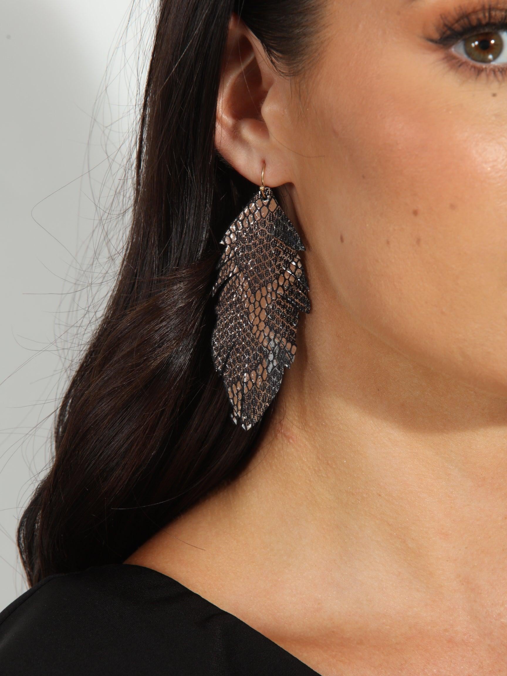 Metallic Leaf Statement Earrings