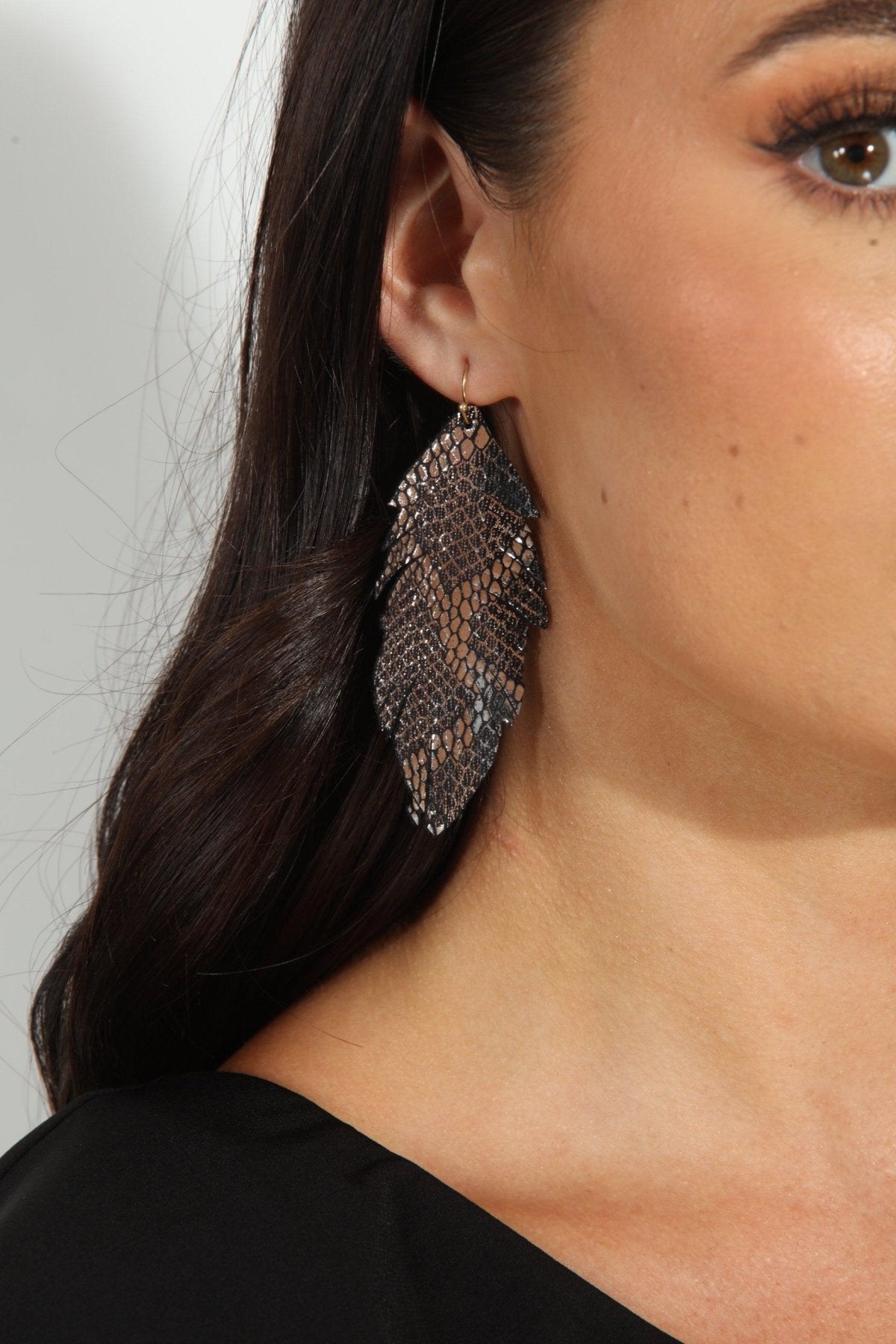 Metallic Leaf Statement Earrings