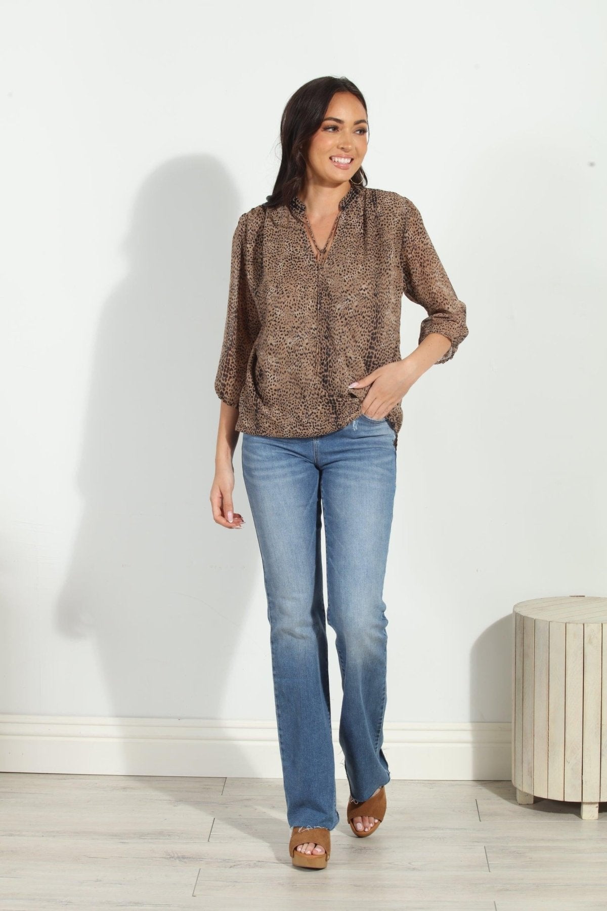 Carmelo 3/4 Sleeve Surplice Blouse-BEST SELLER