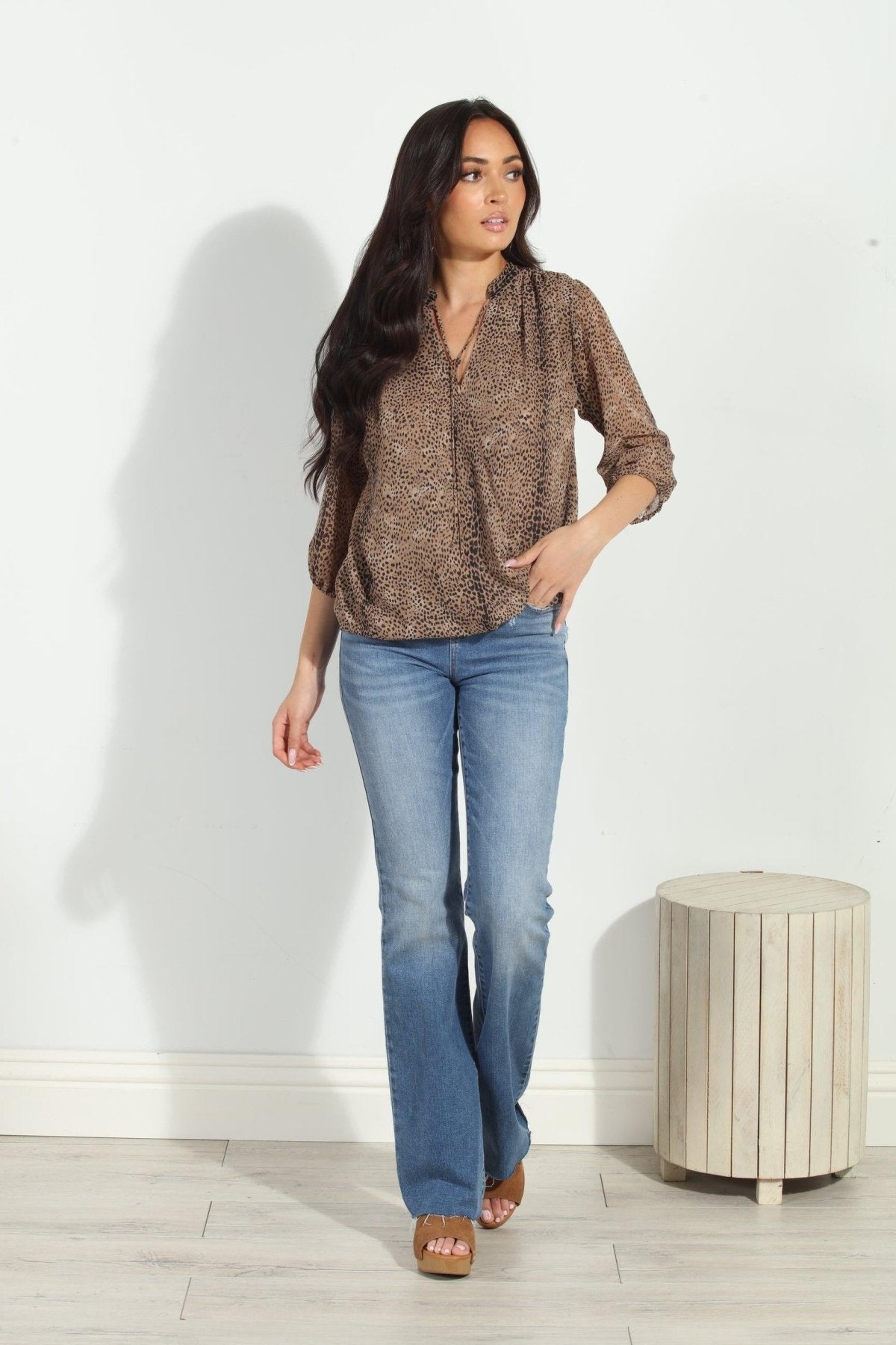 Carmelo 3/4 Sleeve Surplice Blouse-BEST SELLER