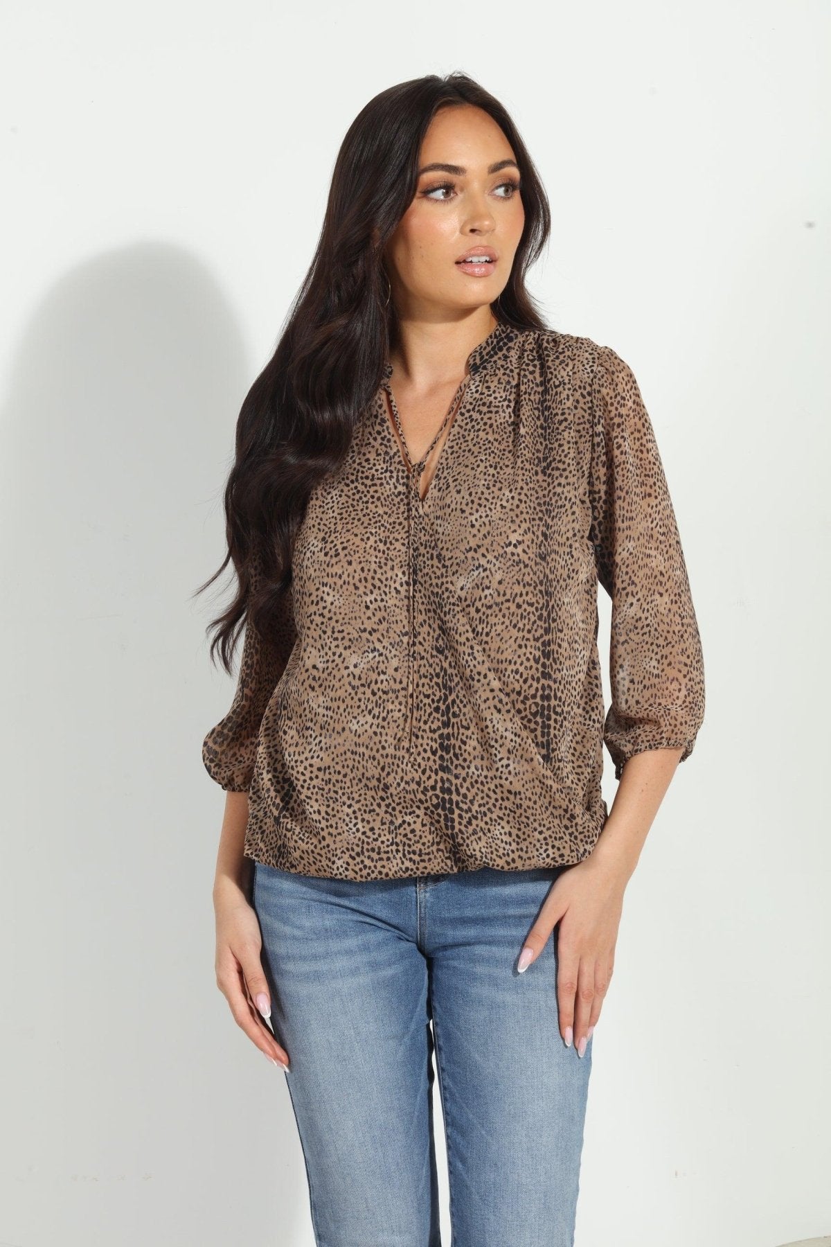 Carmelo 3/4 Sleeve Surplice Blouse-BEST SELLER