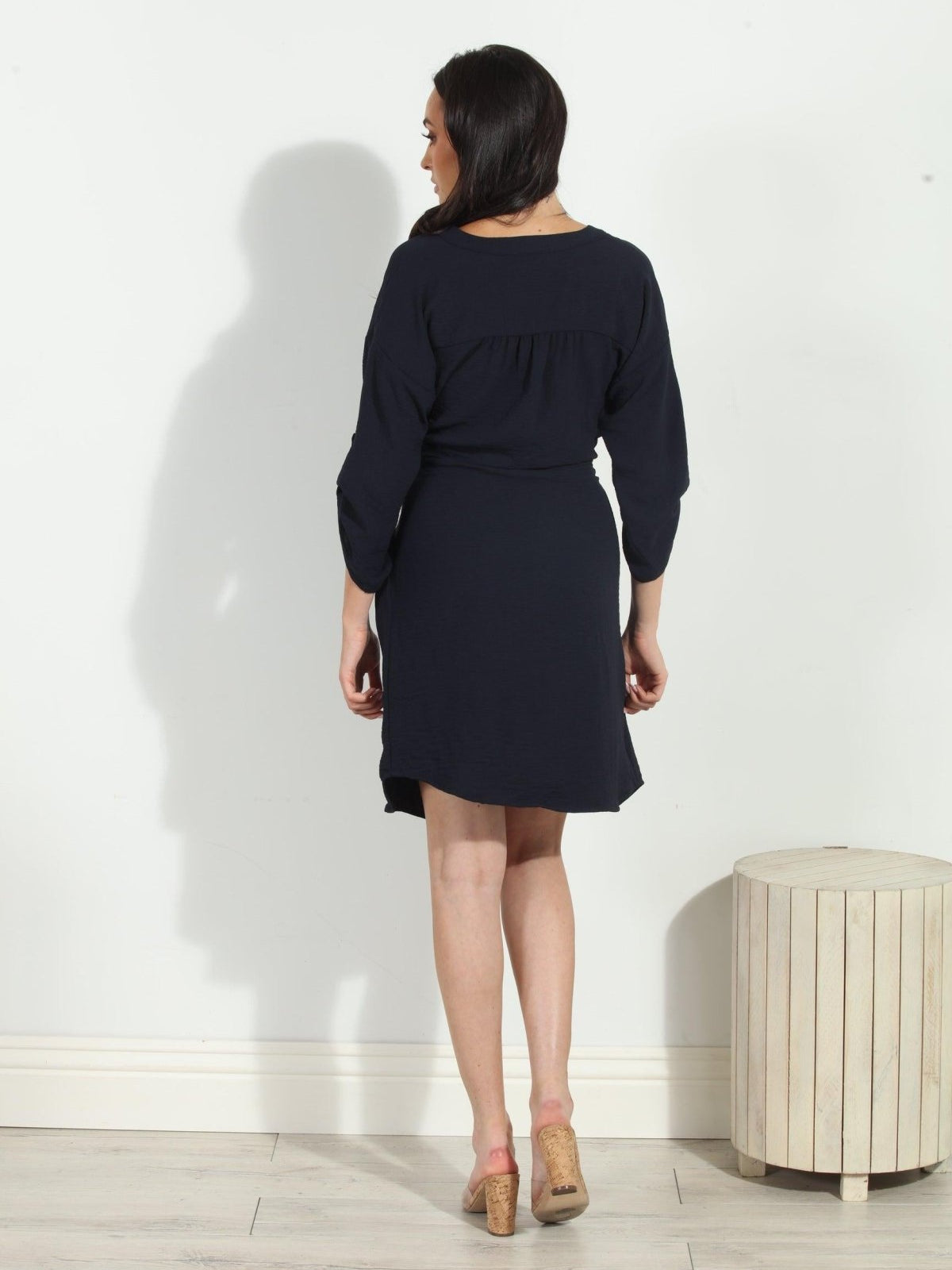 Navy Airflow Front Tie Dress-FINAL SALE