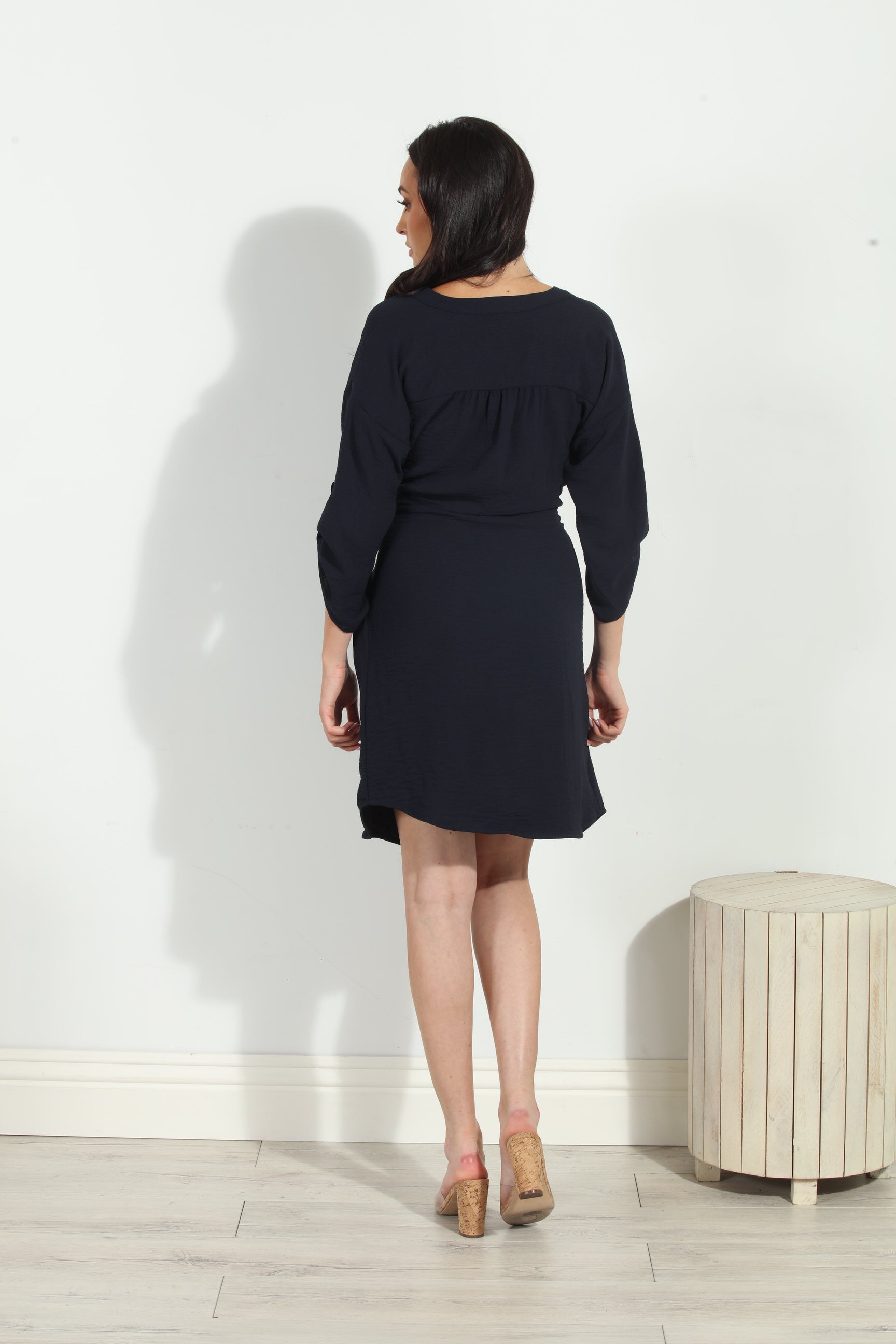 Navy Airflow Front Tie Dress