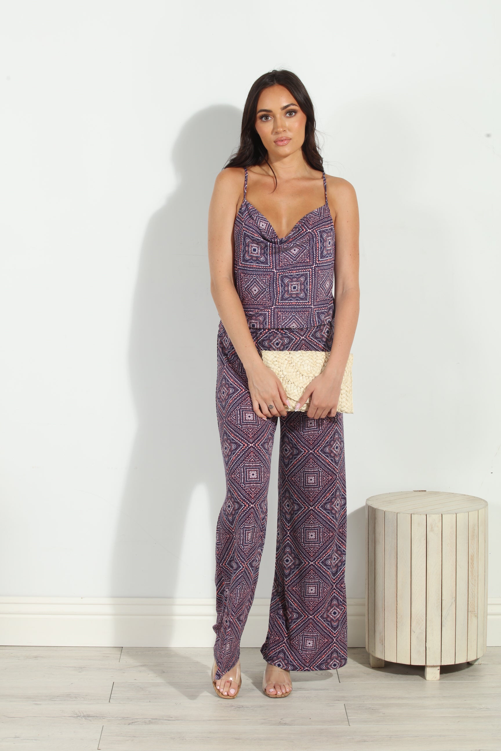 Kersa Cowlneck Wideleg Stretch Jumpsuit-FINAL SALE