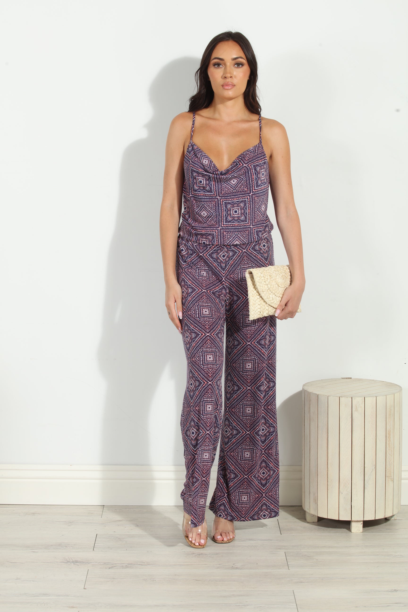 Kersa Cowlneck Wideleg Stretch Jumpsuit-FINAL SALE