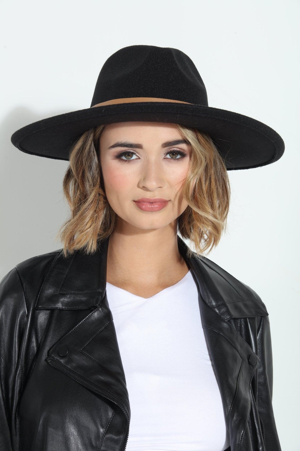 Leah Black Felt Fedora Hat
