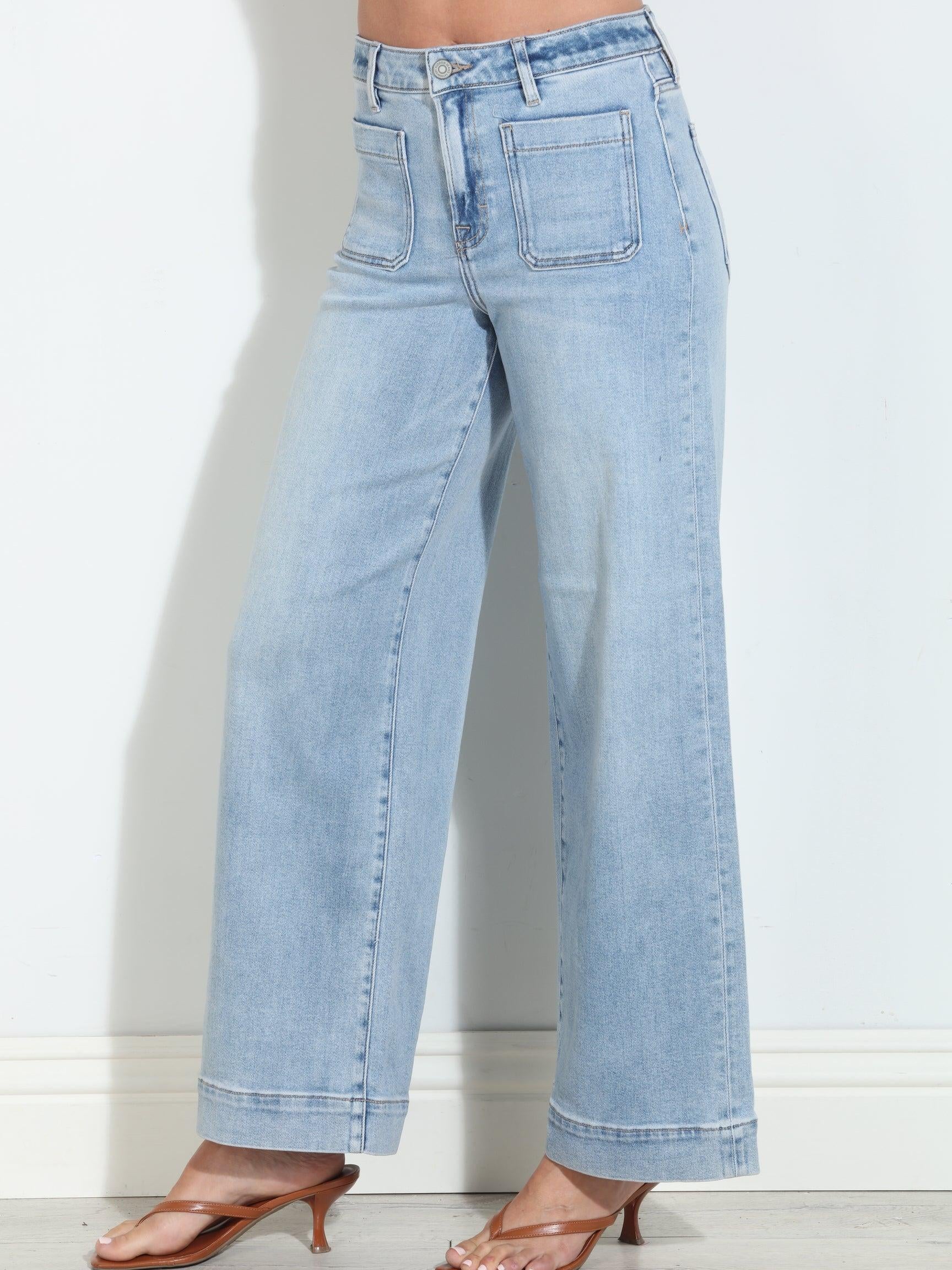 Hidden Jeans Nori Front Pocket Stretch Wide Leg- Light Wash