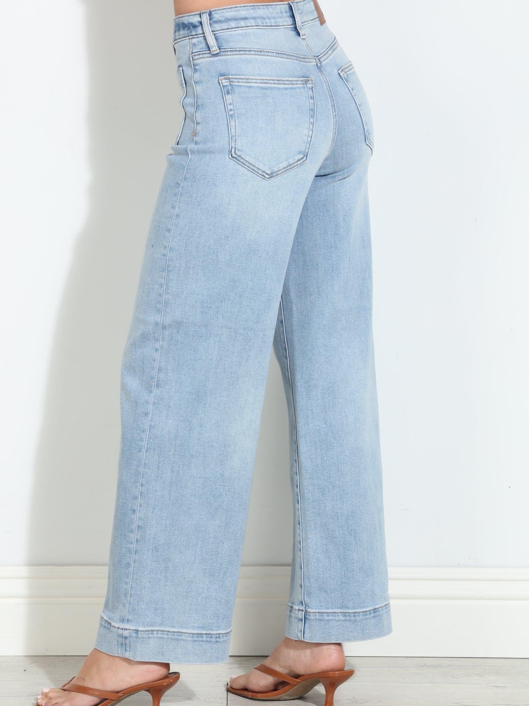 Hidden Jeans Nori Front Pocket Stretch Wide Leg- Light Wash