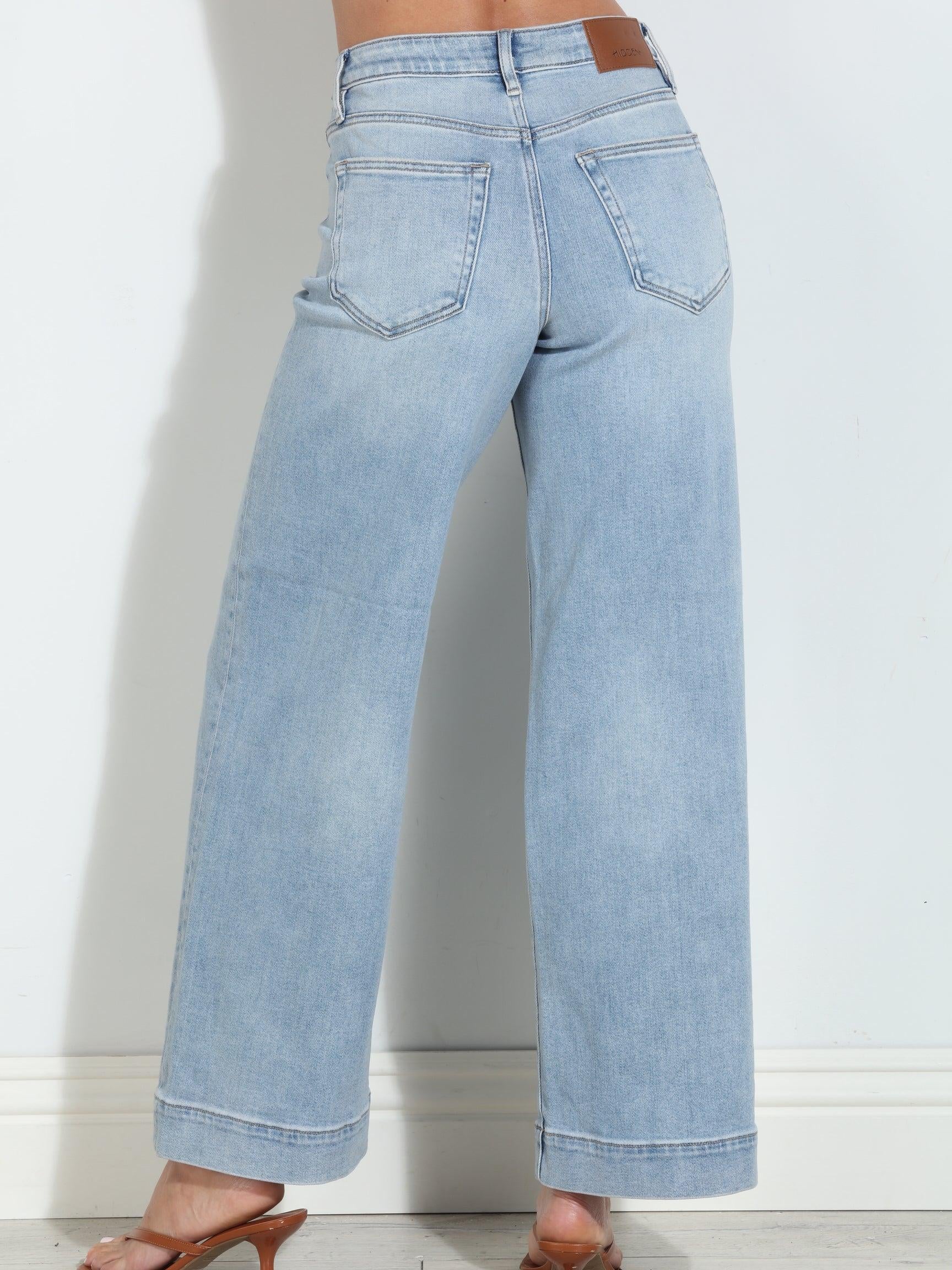 Hidden Jeans Nori Front Pocket Stretch Wide Leg- Light Wash