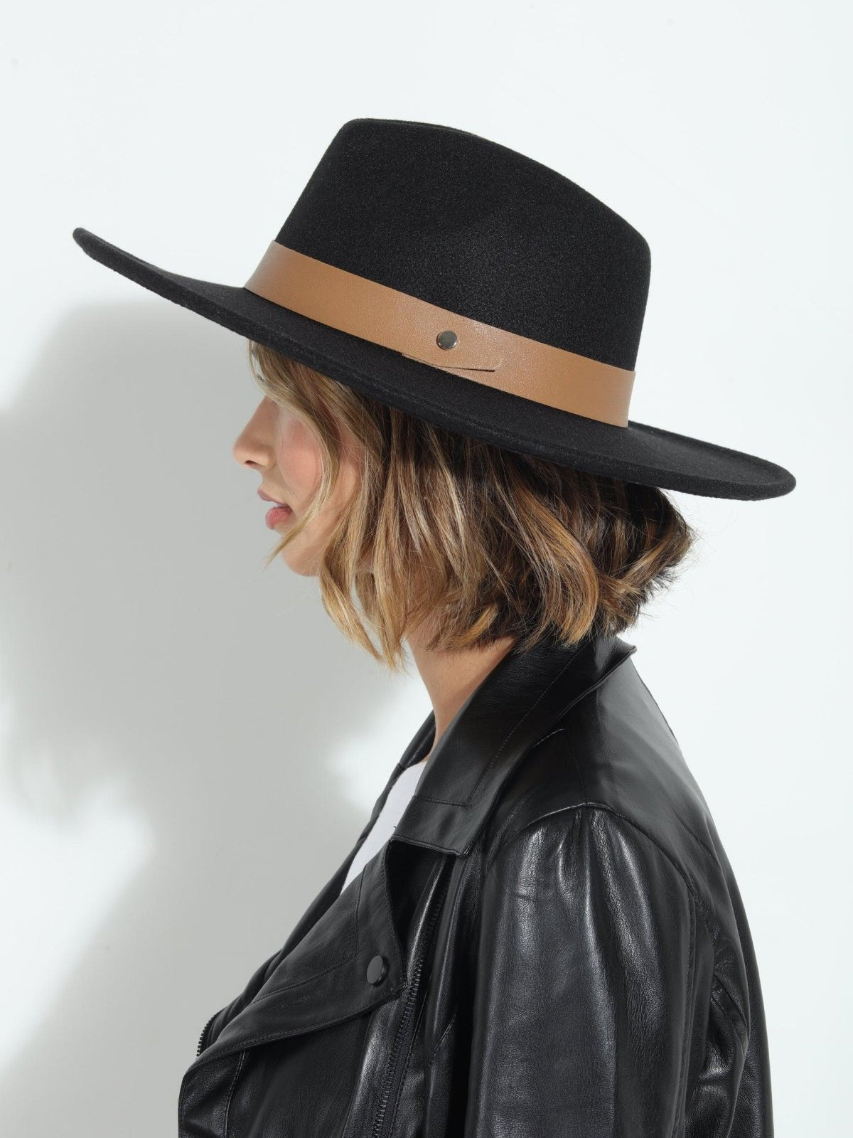 Leah Black Felt Fedora Hat