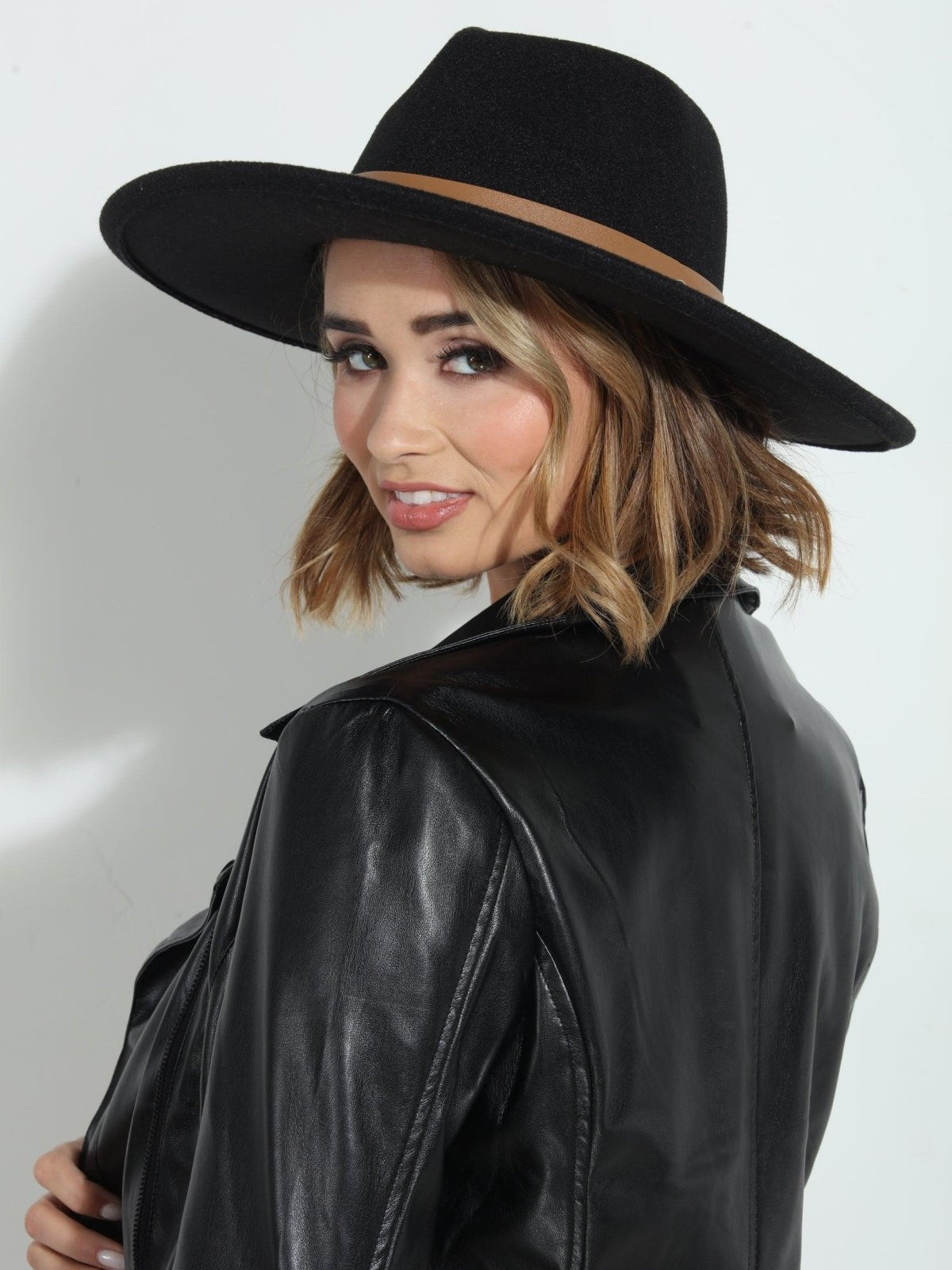 Leah Black Felt Fedora Hat