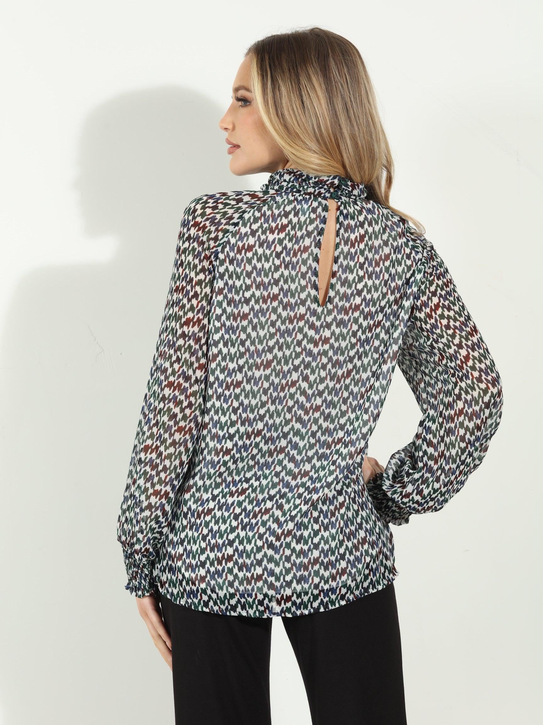 Prago Mock Neck Blouse-FINAL SALE