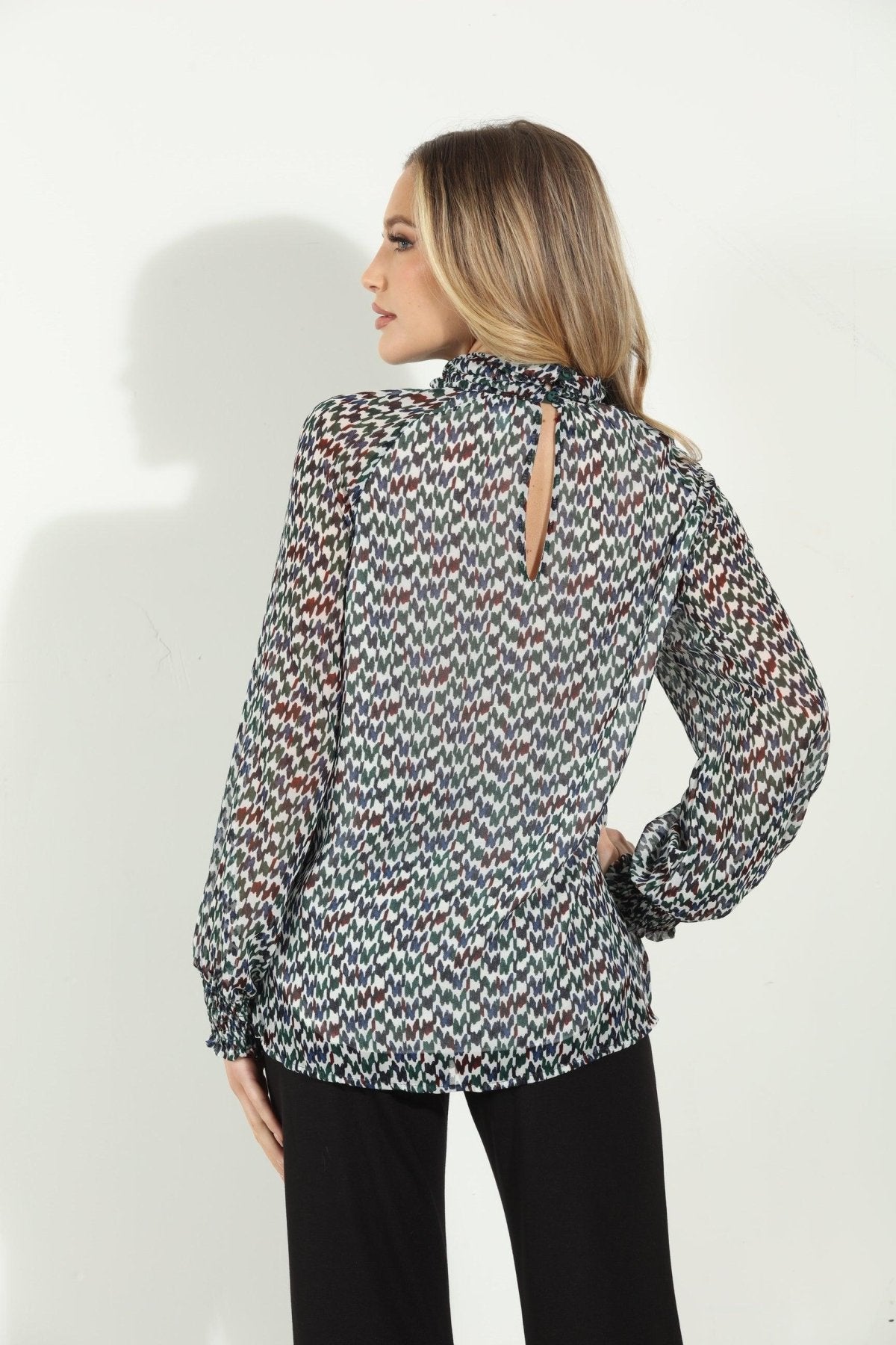Prago Mock Neck Blouse-FINAL SALE
