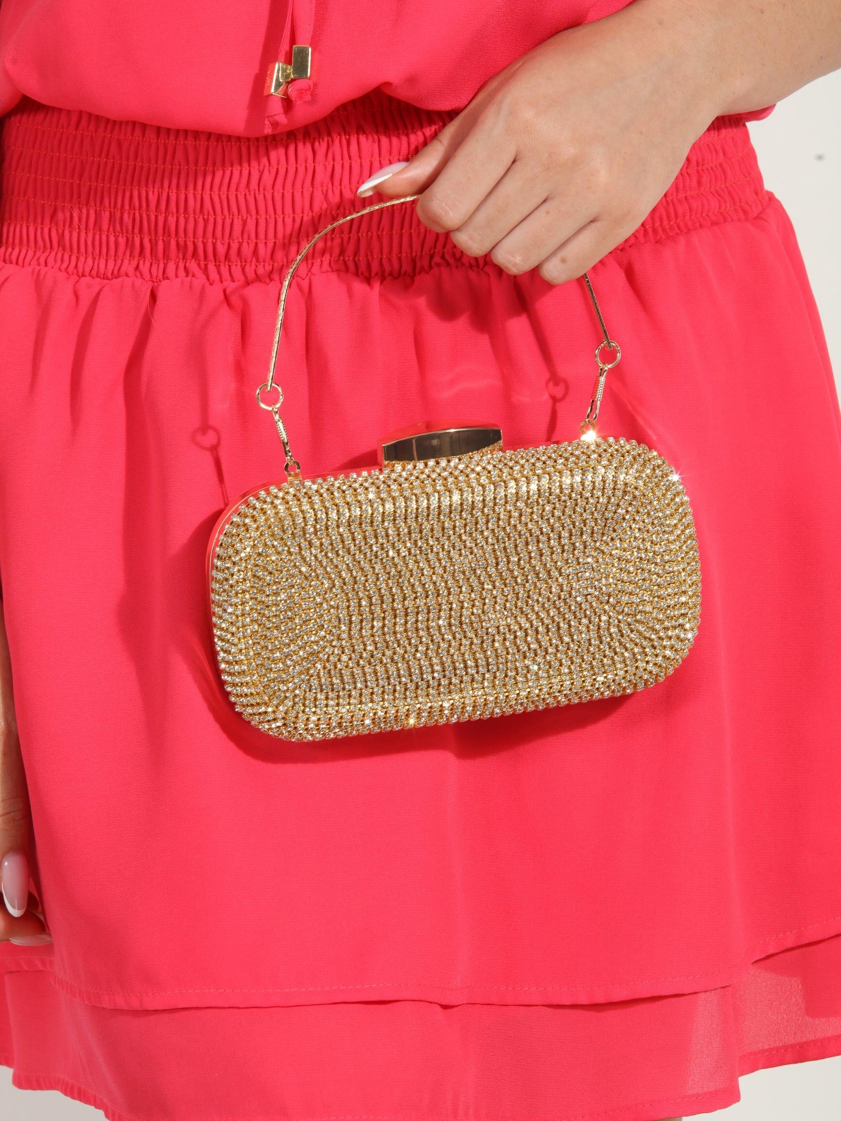 Julia Rhinestone Clutch- Gold - FINAL SALE